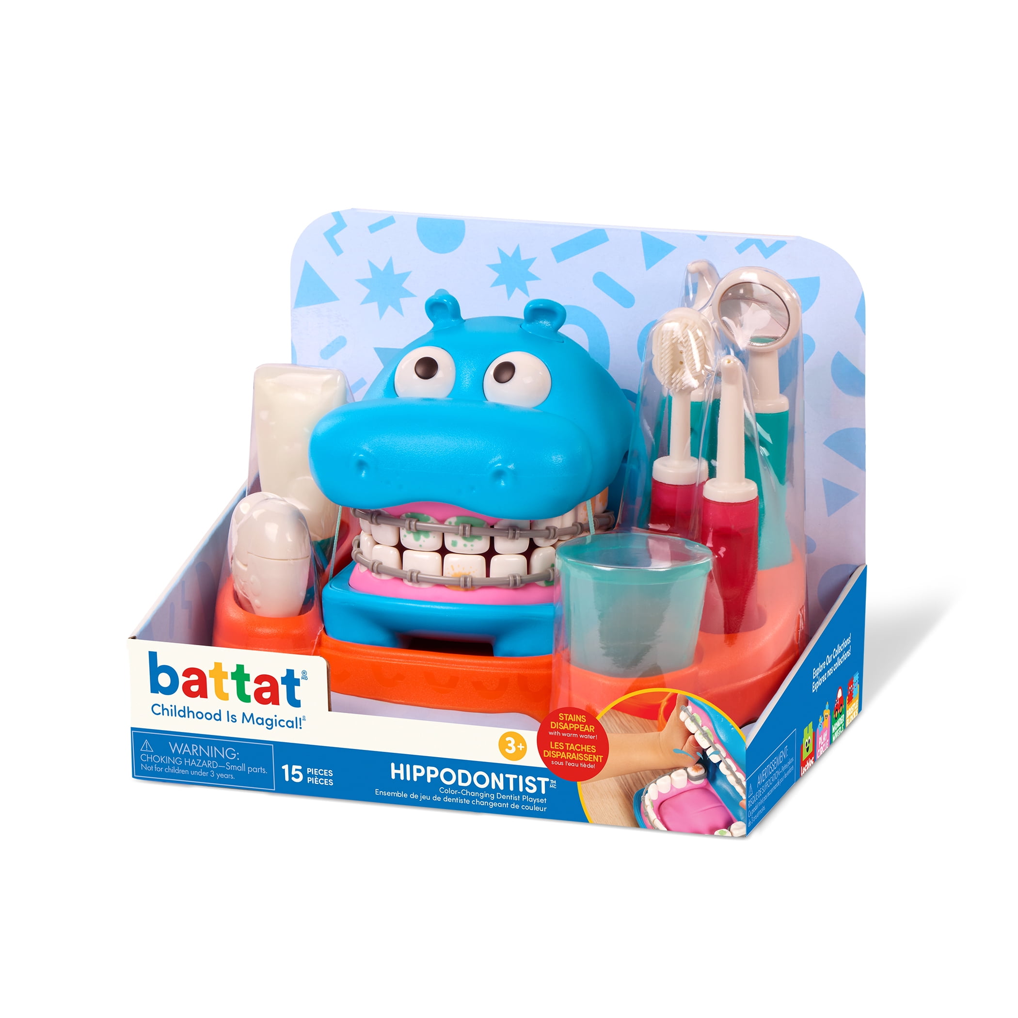 Battat Hippodontist Dentist Pretend Play Set with 15 Accessories (Multi-color, 15 Piece Set) 6ezwq