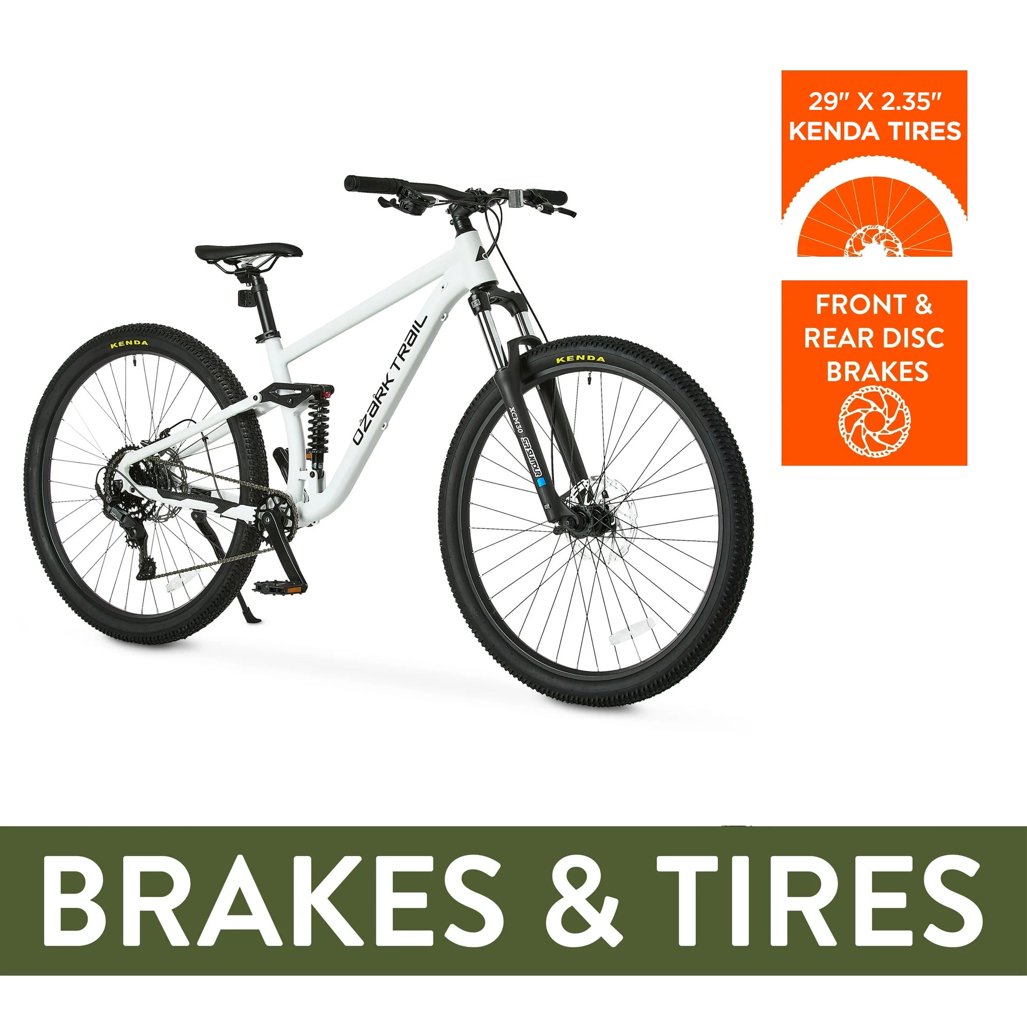 Ozark Trail 29 in FS.2 Slalom Full Suspension Mountain Bike (Off-White, Large Frame) f47h4