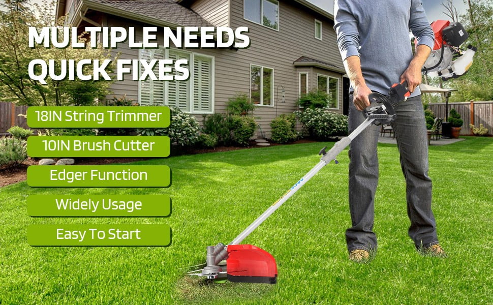 Floseru 52cc 5-in-1 Gas String Trimmer and Multi-Tool Landscaping System (Red, 52cc Engine) cgttt