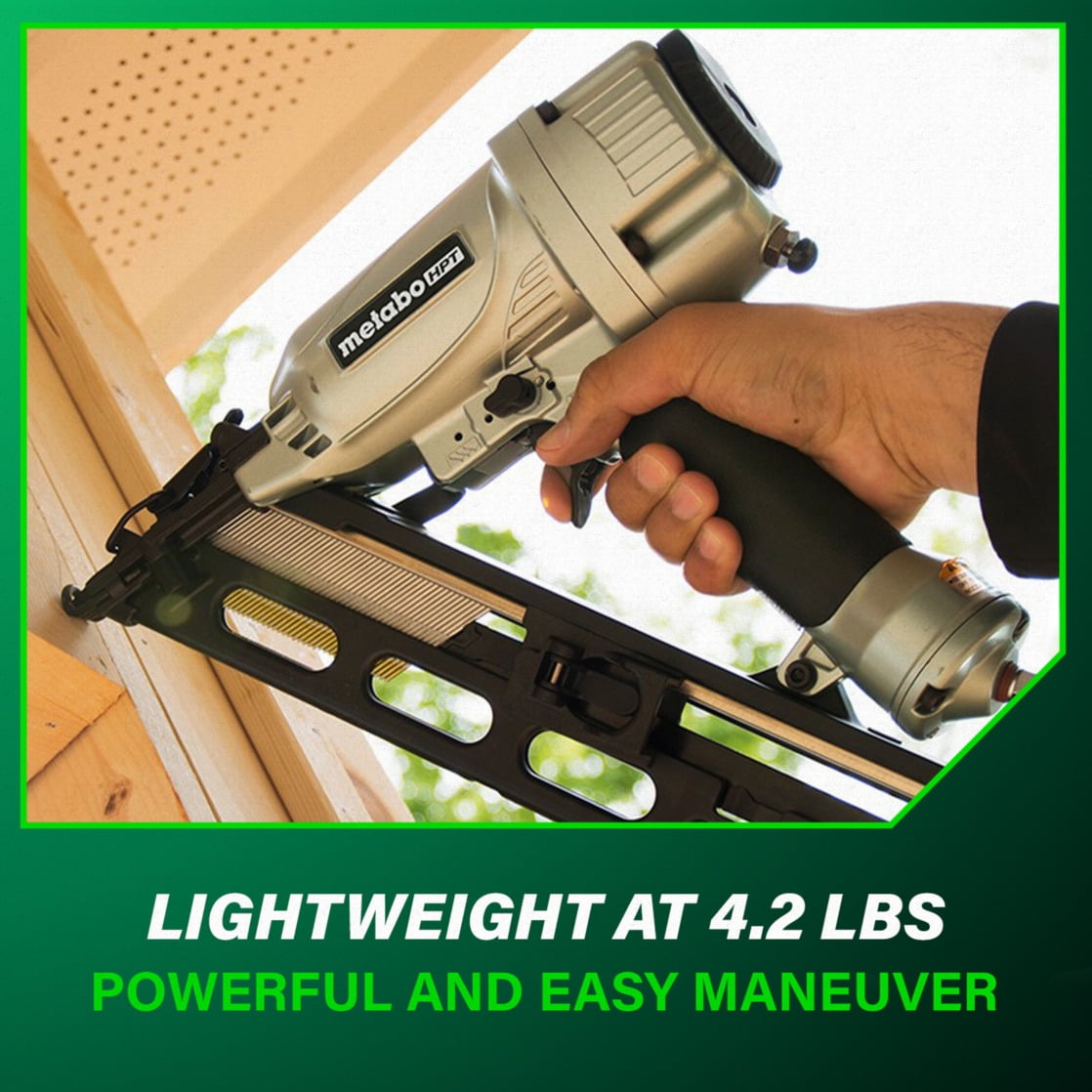 Metabo HPT Pneumatic 15-Gauge Angled Finish Nailer (NT65MA4, 1.25 in to 2.5 in) 44m6p