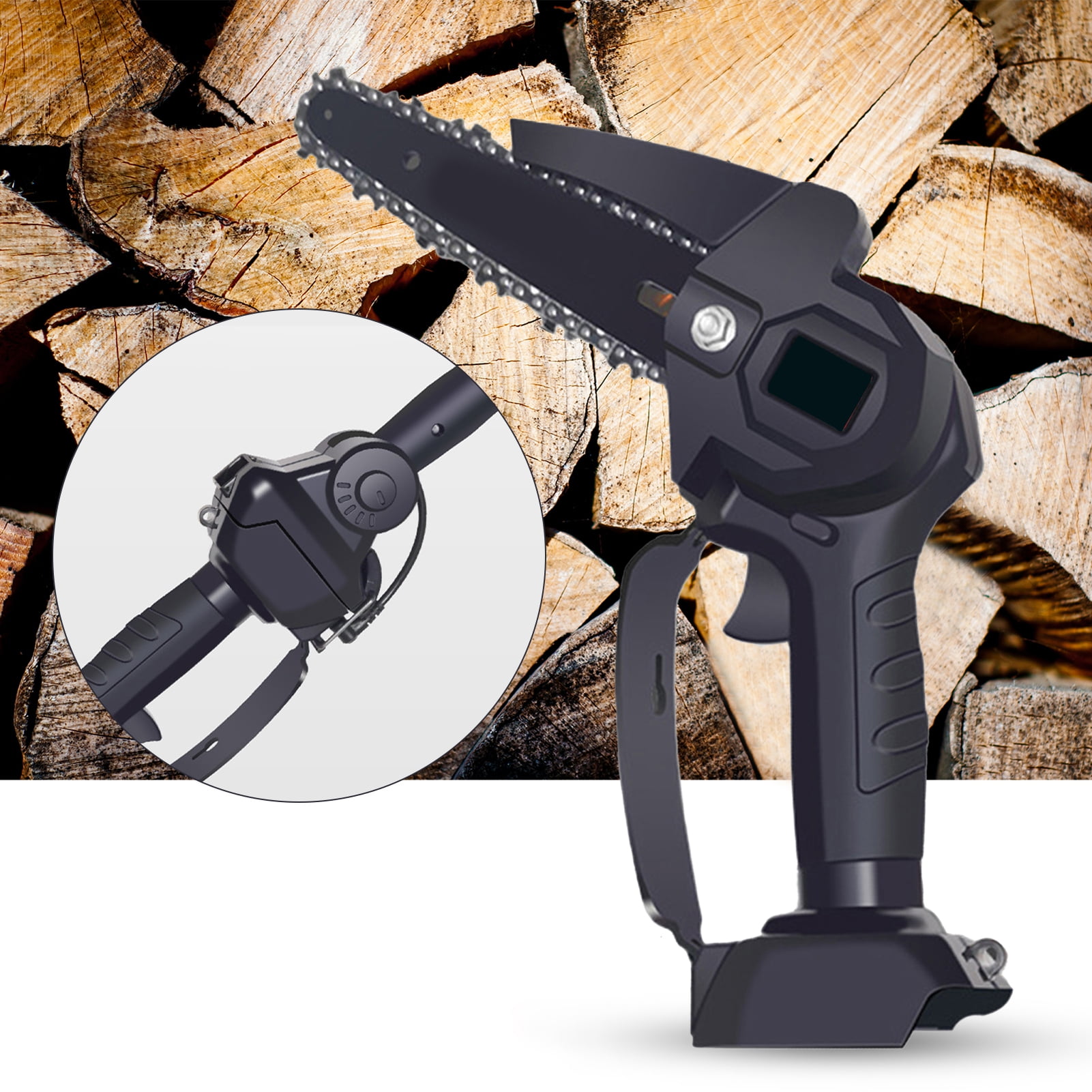 Birinta Cordless Pole Saw and Mini Chainsaw Set, Electric Tree Trimmer with Retractable Extension Pole (Black, 1 Set) bfaz8 - Image 3