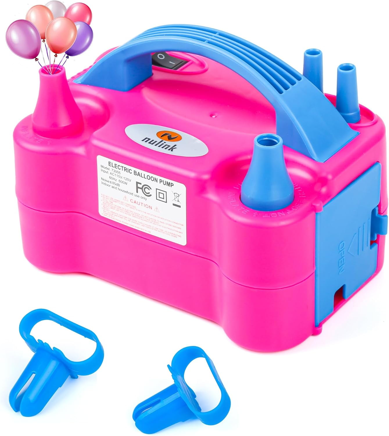NuLink Electric Balloon Pump Dual Nozzle Inflator for Party Decorations (Purple, 1 Unit) ieq4a