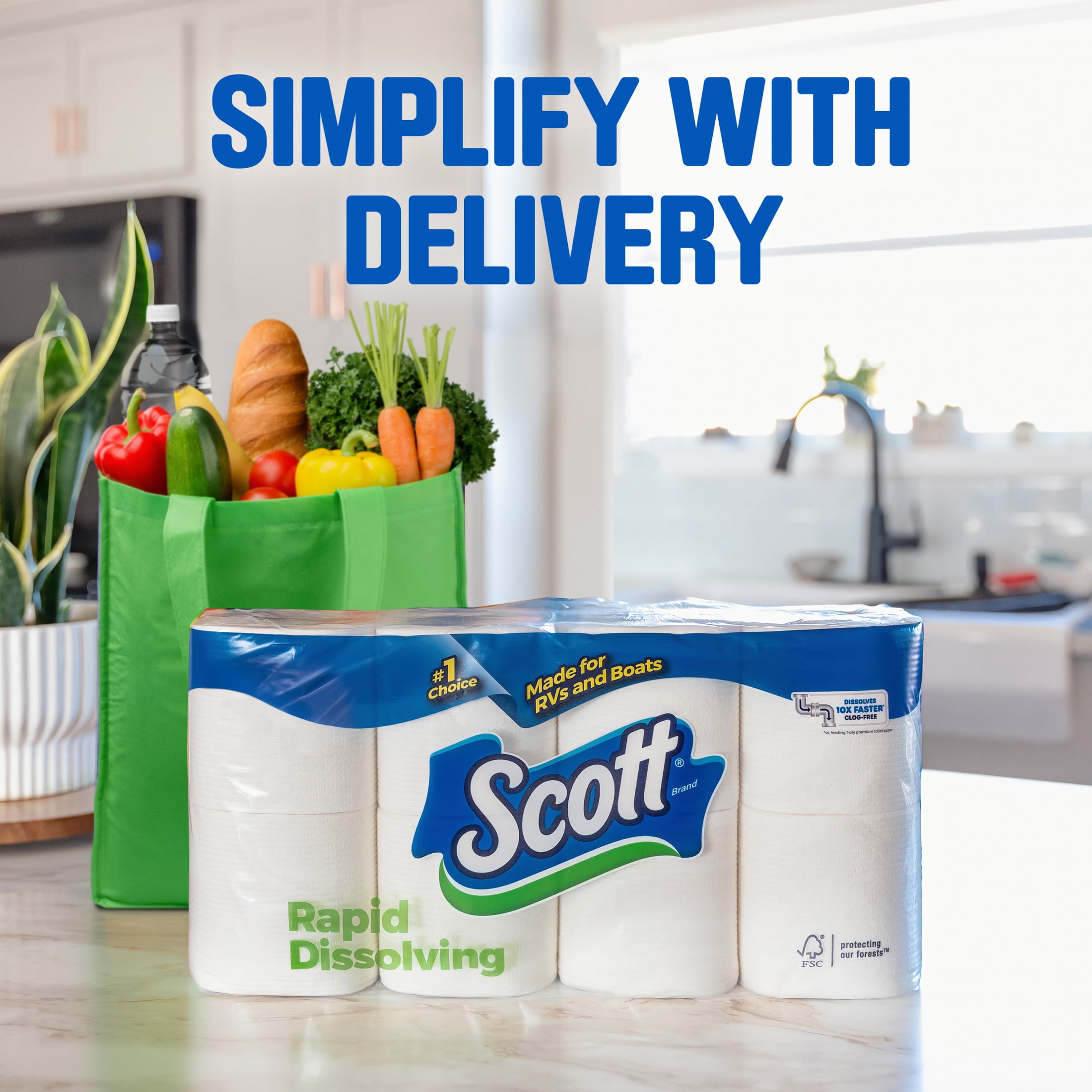 Scott Rapid-Dissolving Toilet Paper for RVs and Boats (White, 12 Double Rolls) qxjxq