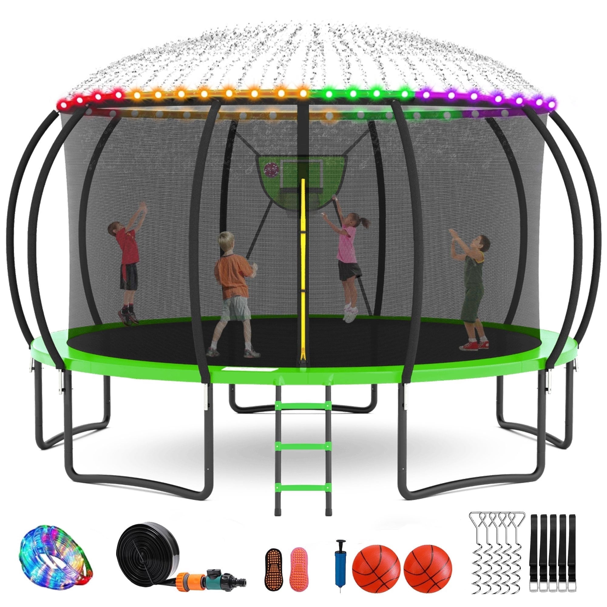 GVDV 16ft Outdoor Recreational Trampoline with Safety Net and Ladder (16ft) j16kx