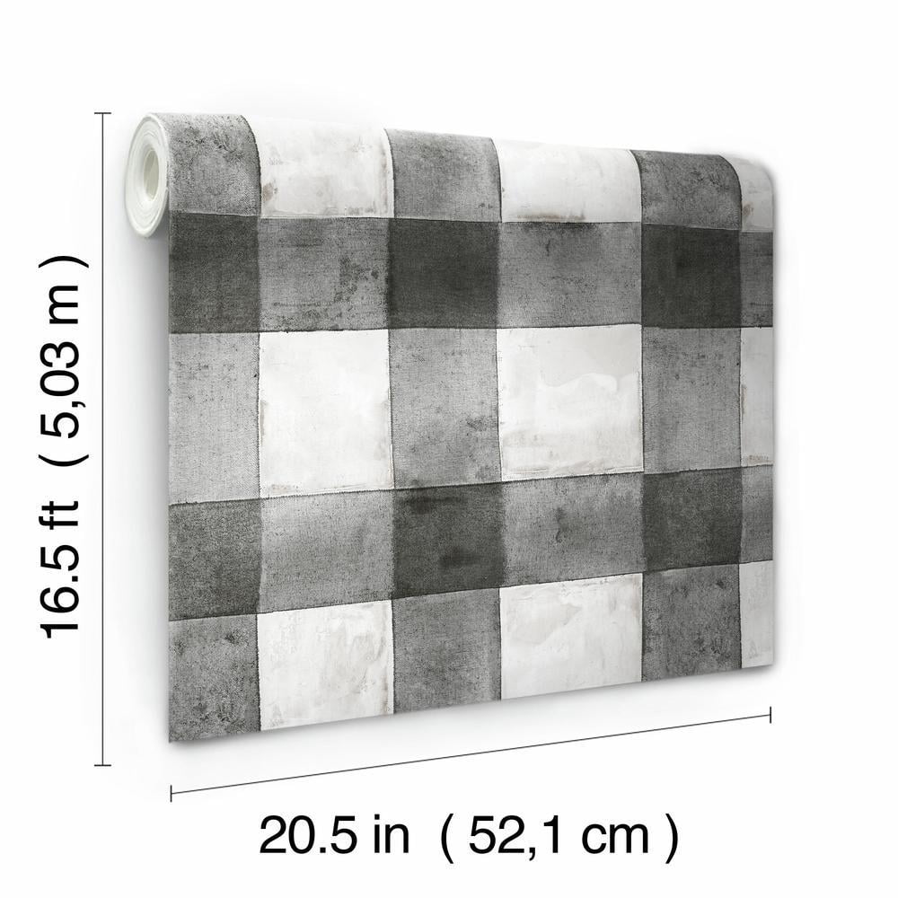 RoomMates Buffalo Plaid Peel and Stick Wallpaper (Black, 20.5 in x 16.5 ft) nvld4