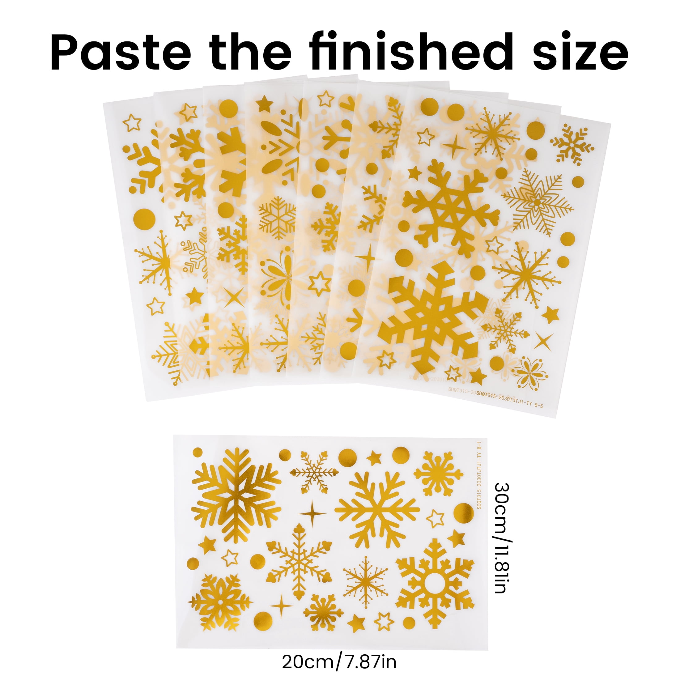 DKTIE 192pcs Christmas Window Snowflake Stickers Set (Gold, 8 Sheets) 0l7e5