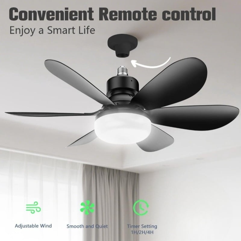 Modern Ceiling Fan Light (Black, 20.5 in) 40W LED 3-Speed Indoor Ceiling Fixture for Bedroom and Living Room x1i2c