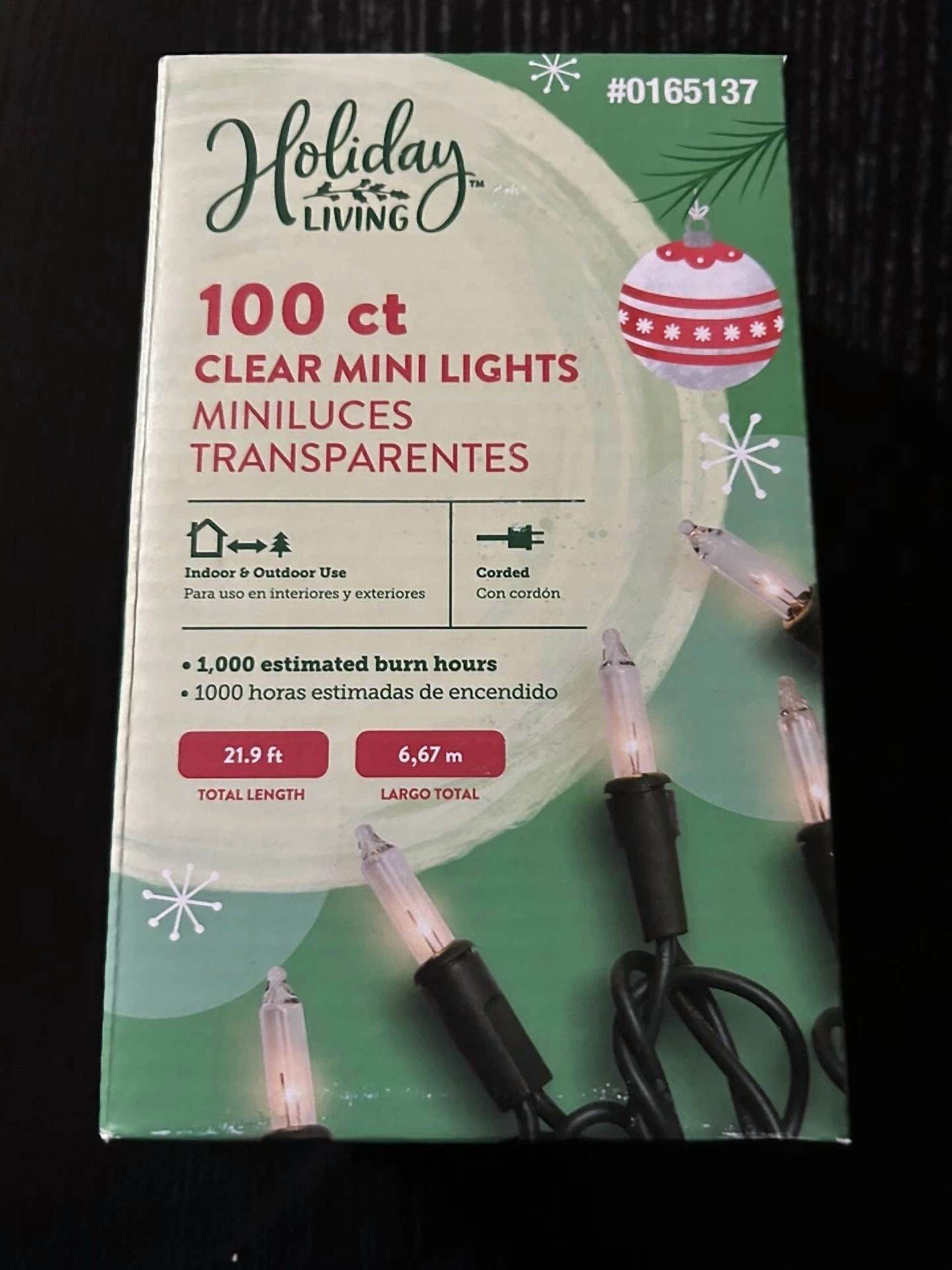 VAULT 100 Count Mini String Lights for Christmas Tree and Outdoor Decor (Clear, Green Wire) plrbr