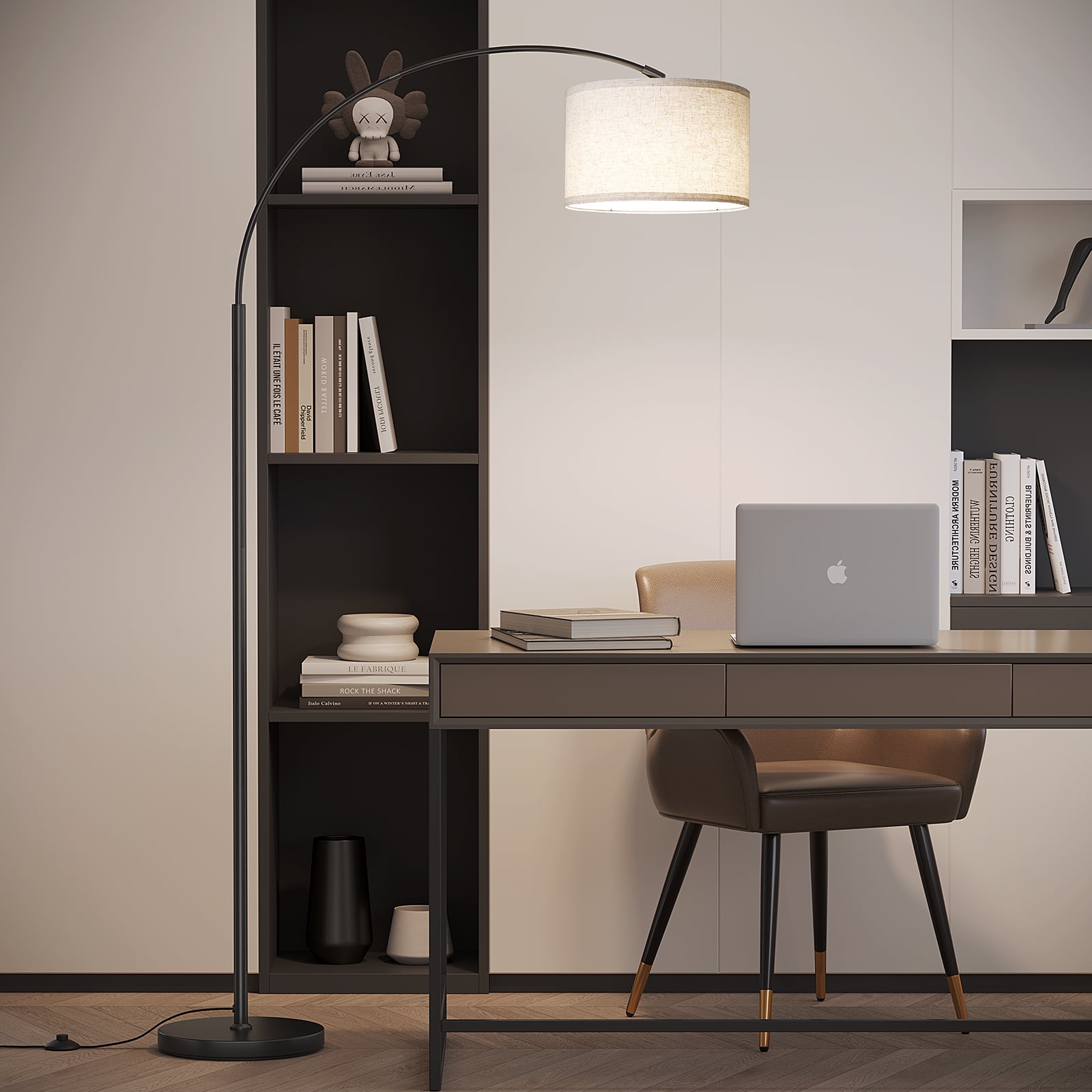 SUNMORY 75 in Arc Floor Lamp, Modern Standing Lamp with 3-Color Temperature LED Bulb, Adjustable Linen Shade & Weighted Base (75 in) iroey
