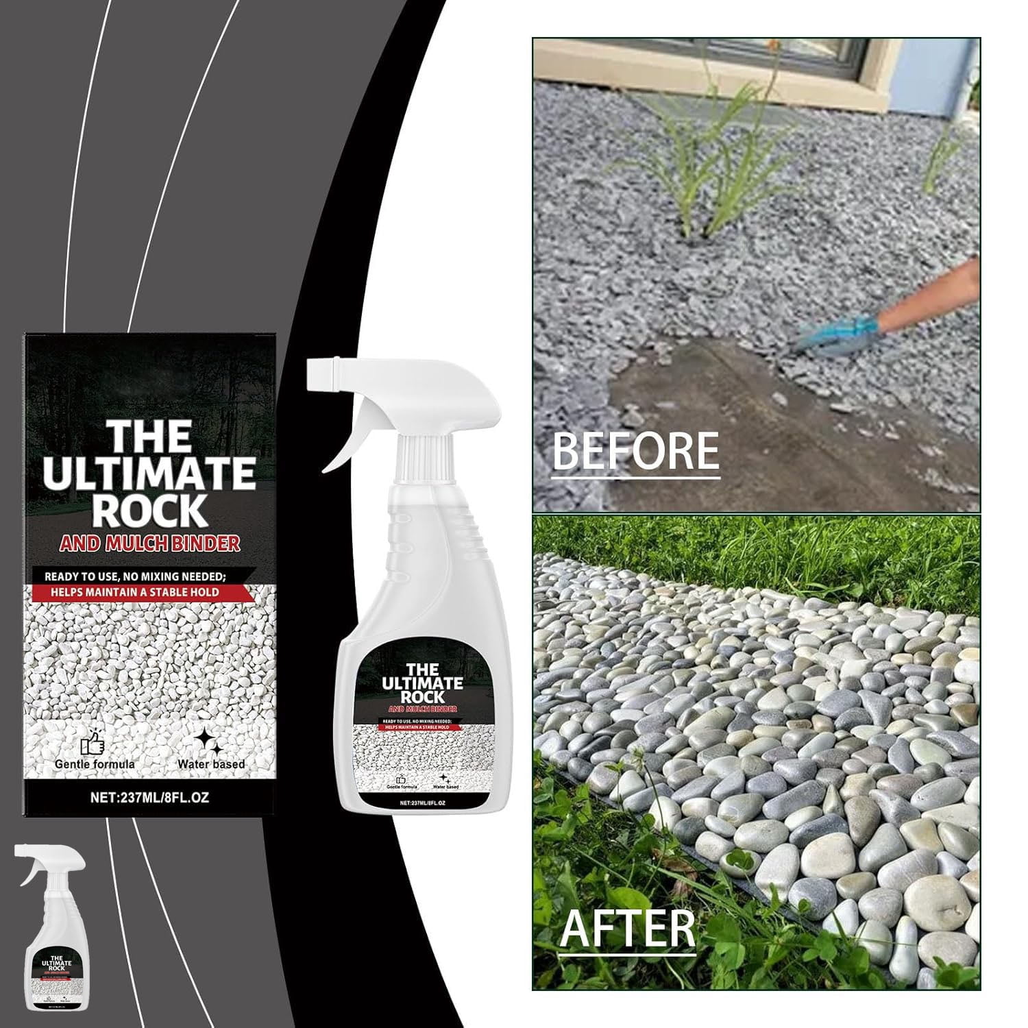 EcoGuard Rock & Mulch Binder Landscape Adhesive Weather-Resistant Garden Stabilizer (Clear, 2 Pack, 64 fl oz) 10jd9