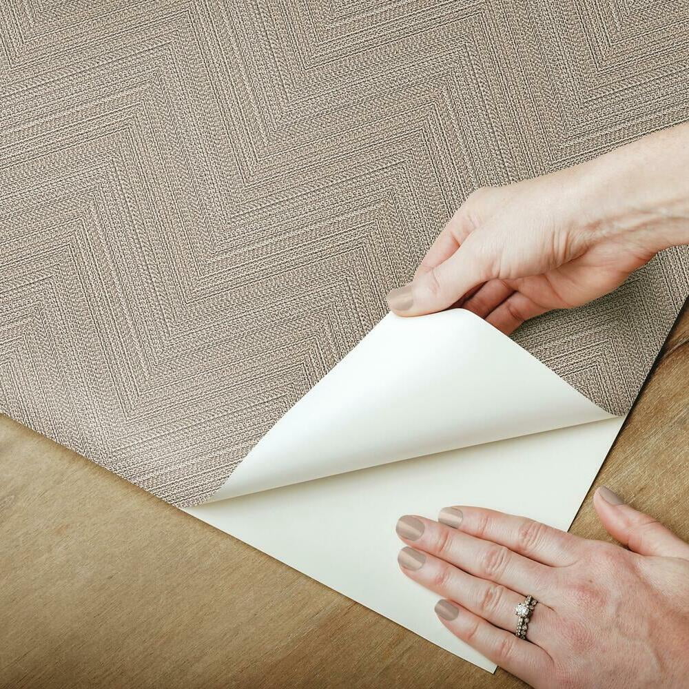 RoomMates Herringbone Weave Peel and Stick Wallpaper (Beige, 28.29 sq ft) 0rw7g