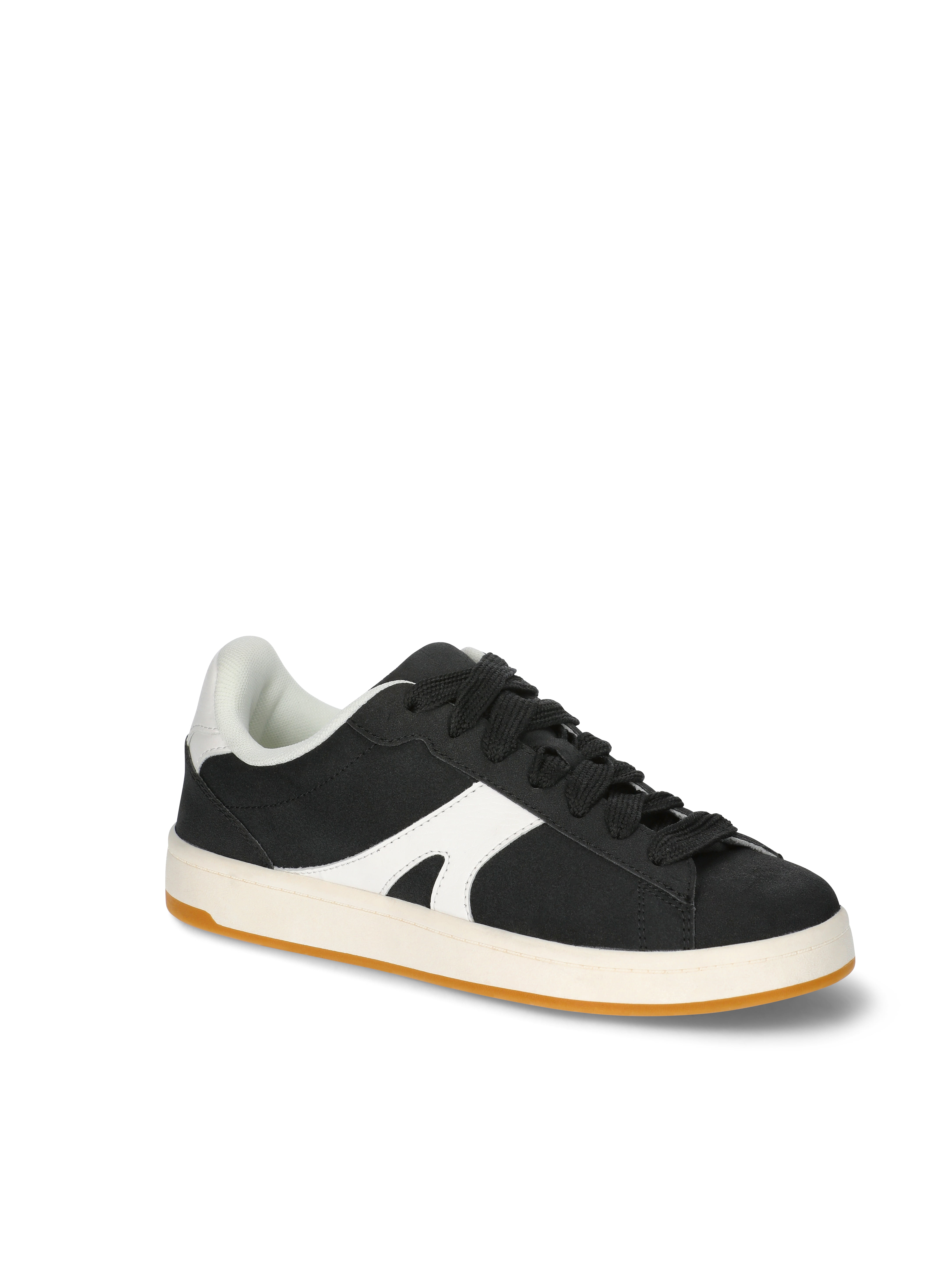 No Boundaries Women's Chunky Lace-Up Skate Sneakers (Black, 8) x1k3x
