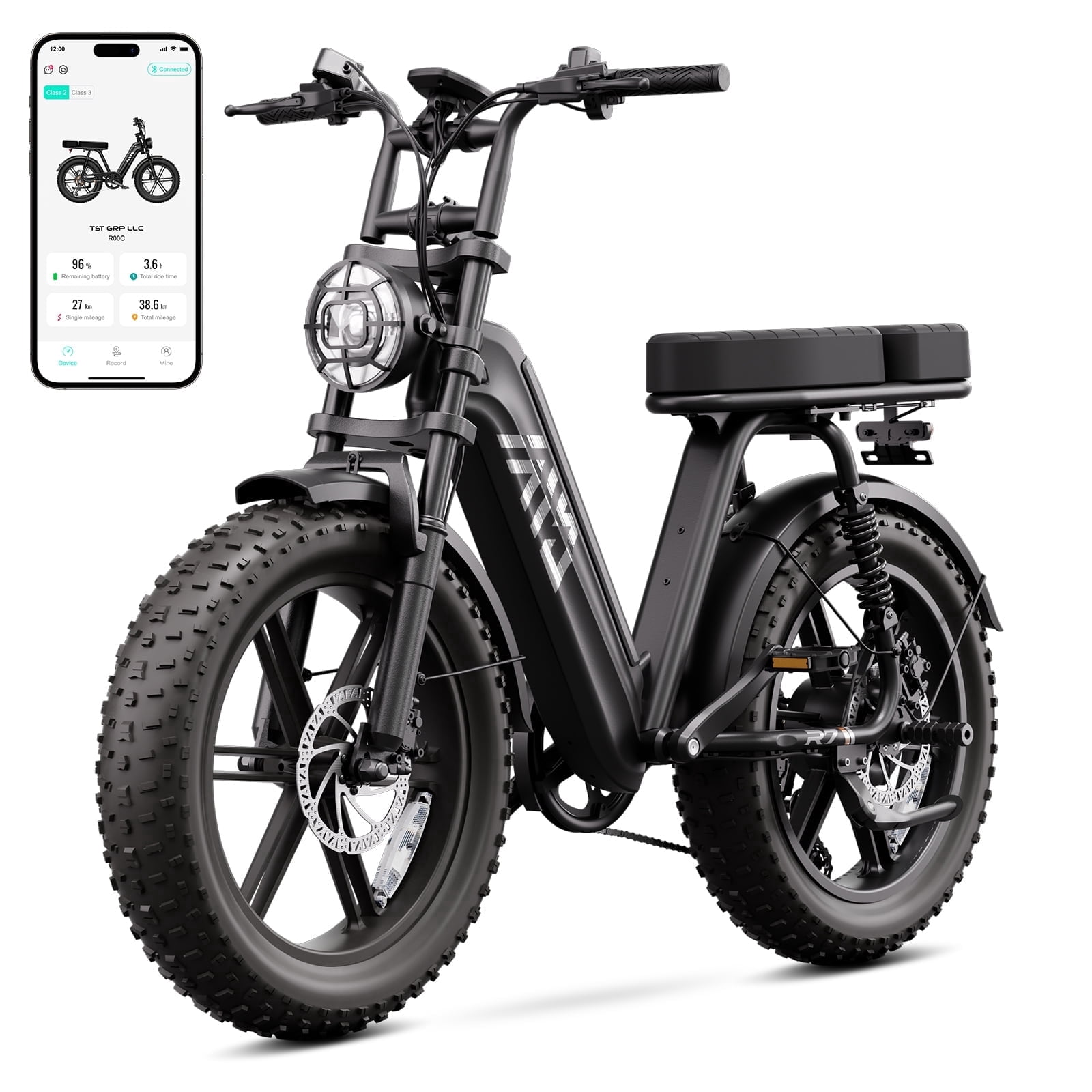 TST Electric Bike for Women, 750W Motor, 48V 15Ah Battery, 20 in x 4 in Fat Tire, Full Suspension (Black) hbfl2