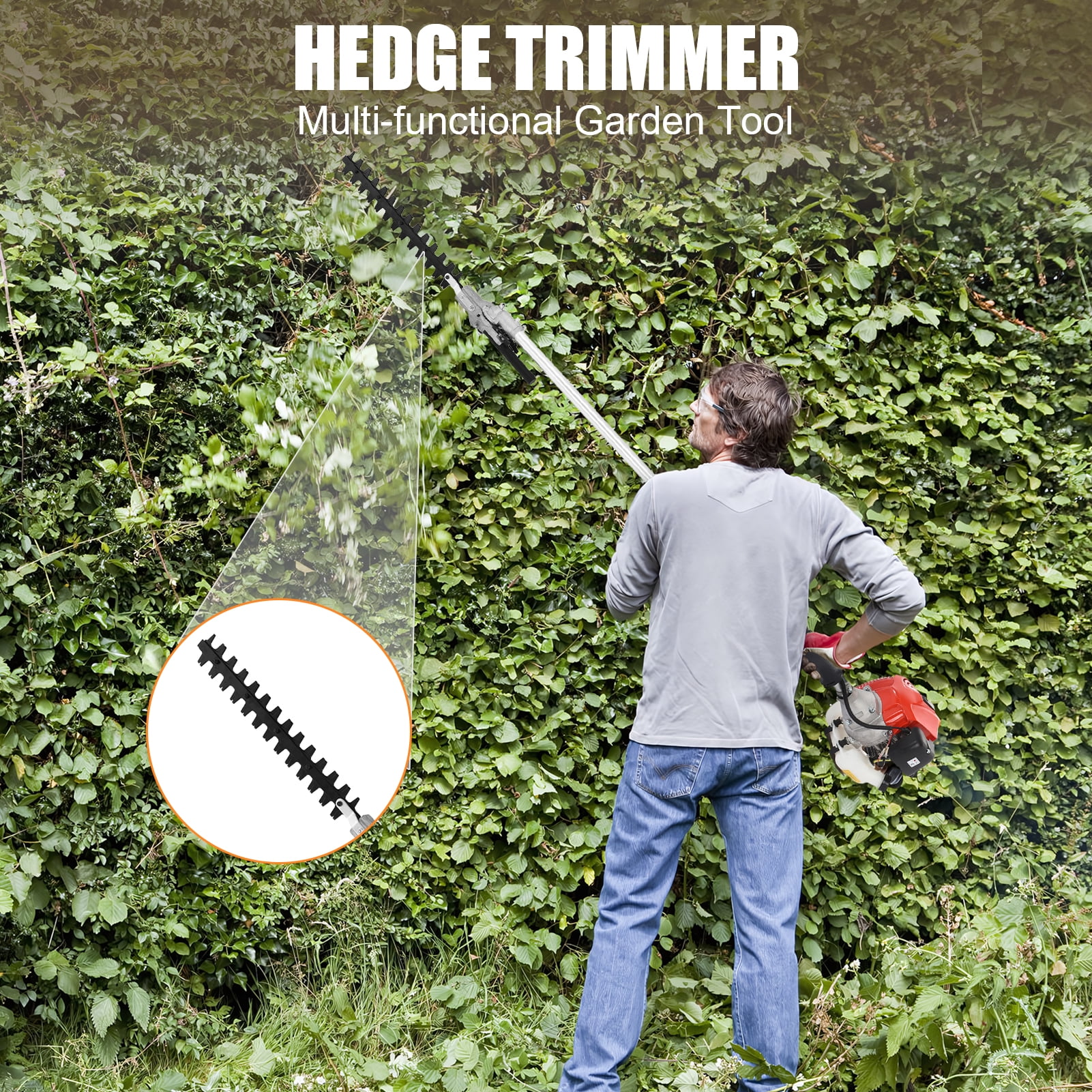 WETS 5-in-1 Gas Garden Trimmer Combo, 52cc 2-Stroke Multi-Tool System with Pole Saw, Hedge Trimmer, and String Trimmer (1 Set) 4f37a