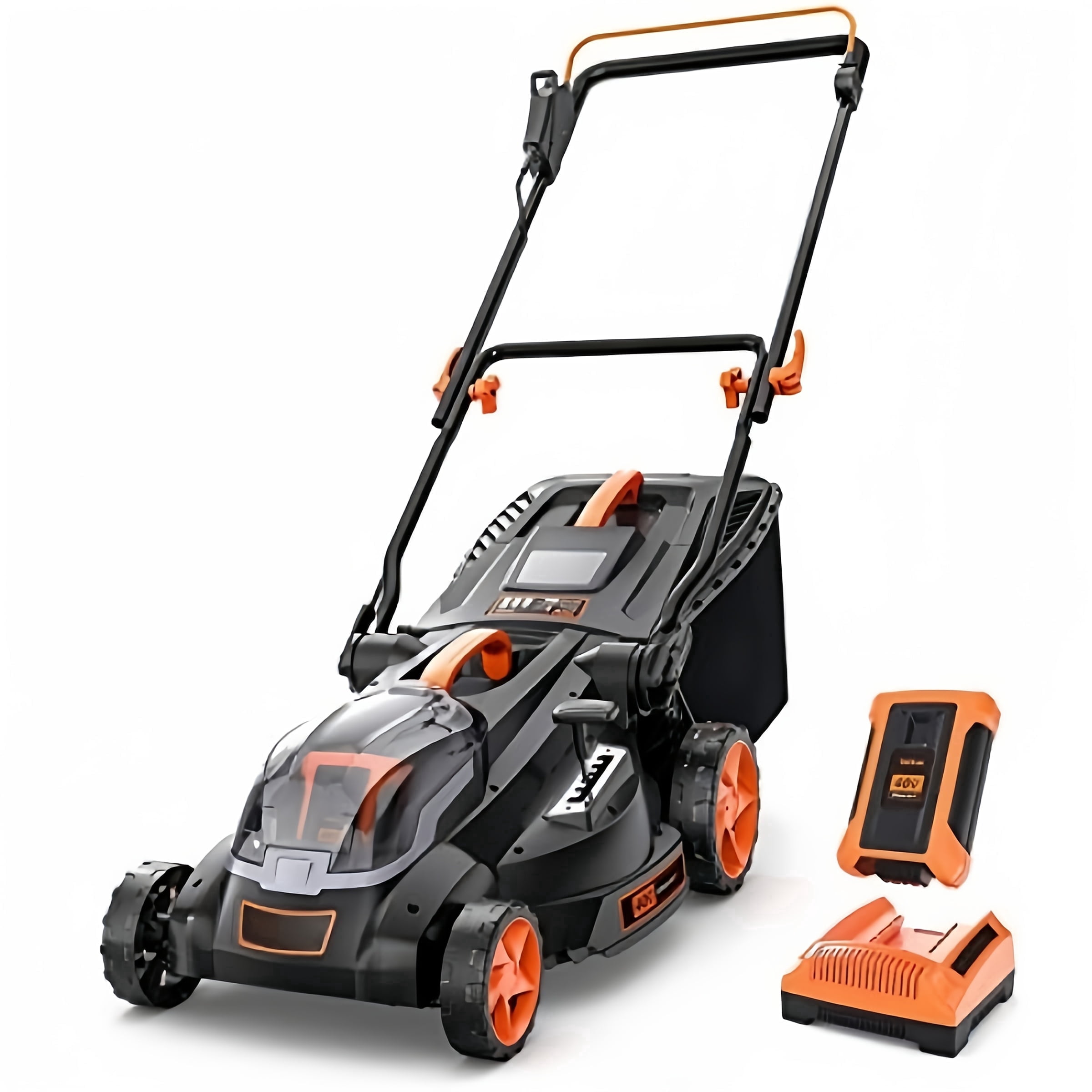 DOVAMAN 40V 16-Inch Cordless Lawn Mower, Brushless Motor, 2-in-1 Mulch & Bag, Foldable Handle (Black, 16-Inch) s32kq