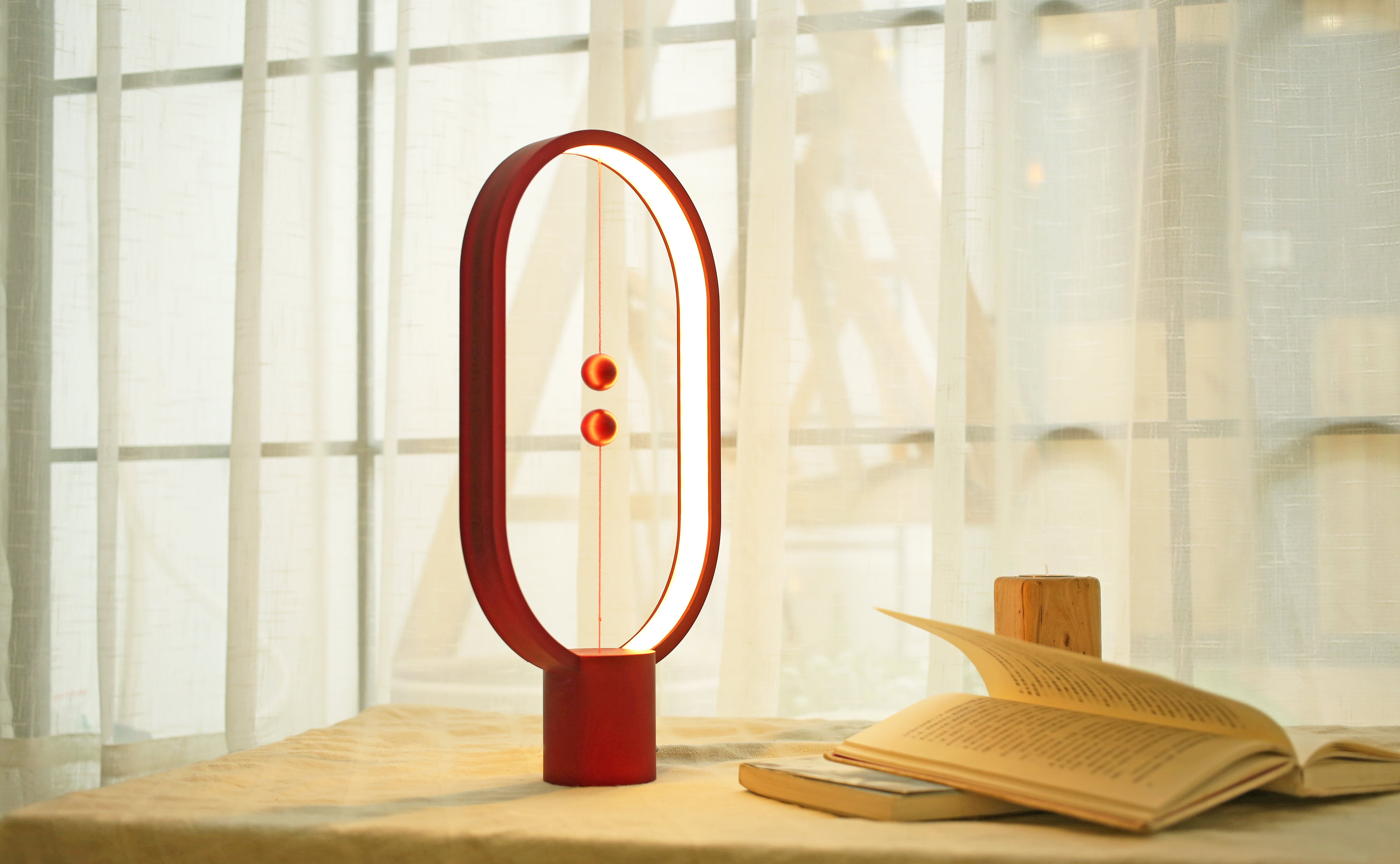 DesignNest Heng Balance Lamp Ellipse LED Desk Light (Red, 15.7 in) f2zz0