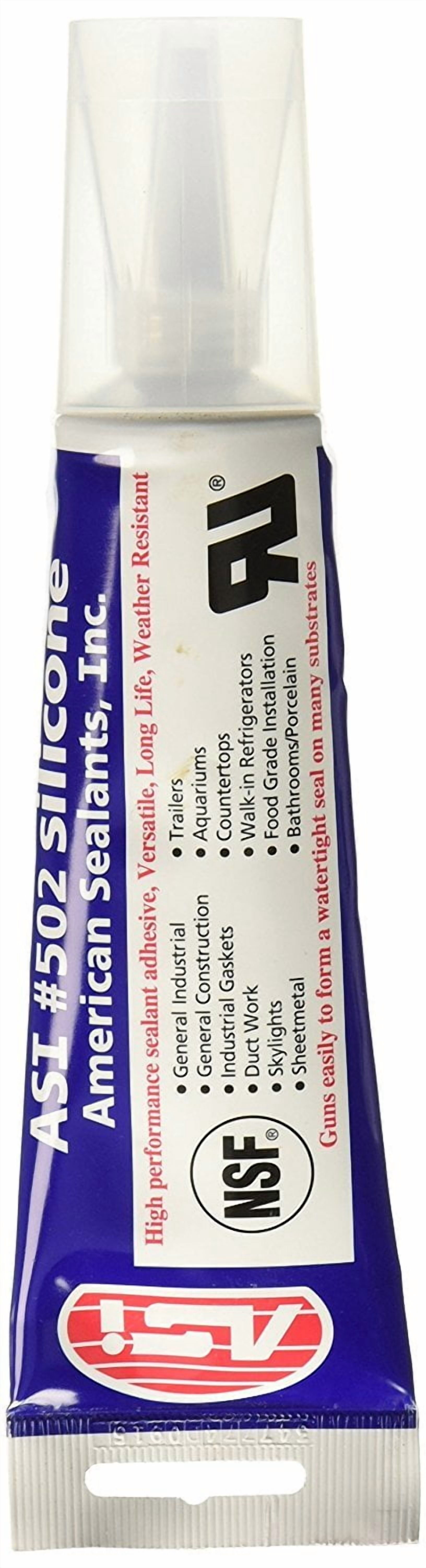 ASI ASI502 Industrial Silicone Sealant, Flexible Waterproof Adhesive (Clear, 0.01 oz) wu1al