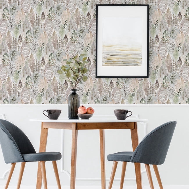 RoomMates Watercolor Tree Mosaic Peel and Stick Wallpaper (Green, 20.5 in x 18 ft) lboli