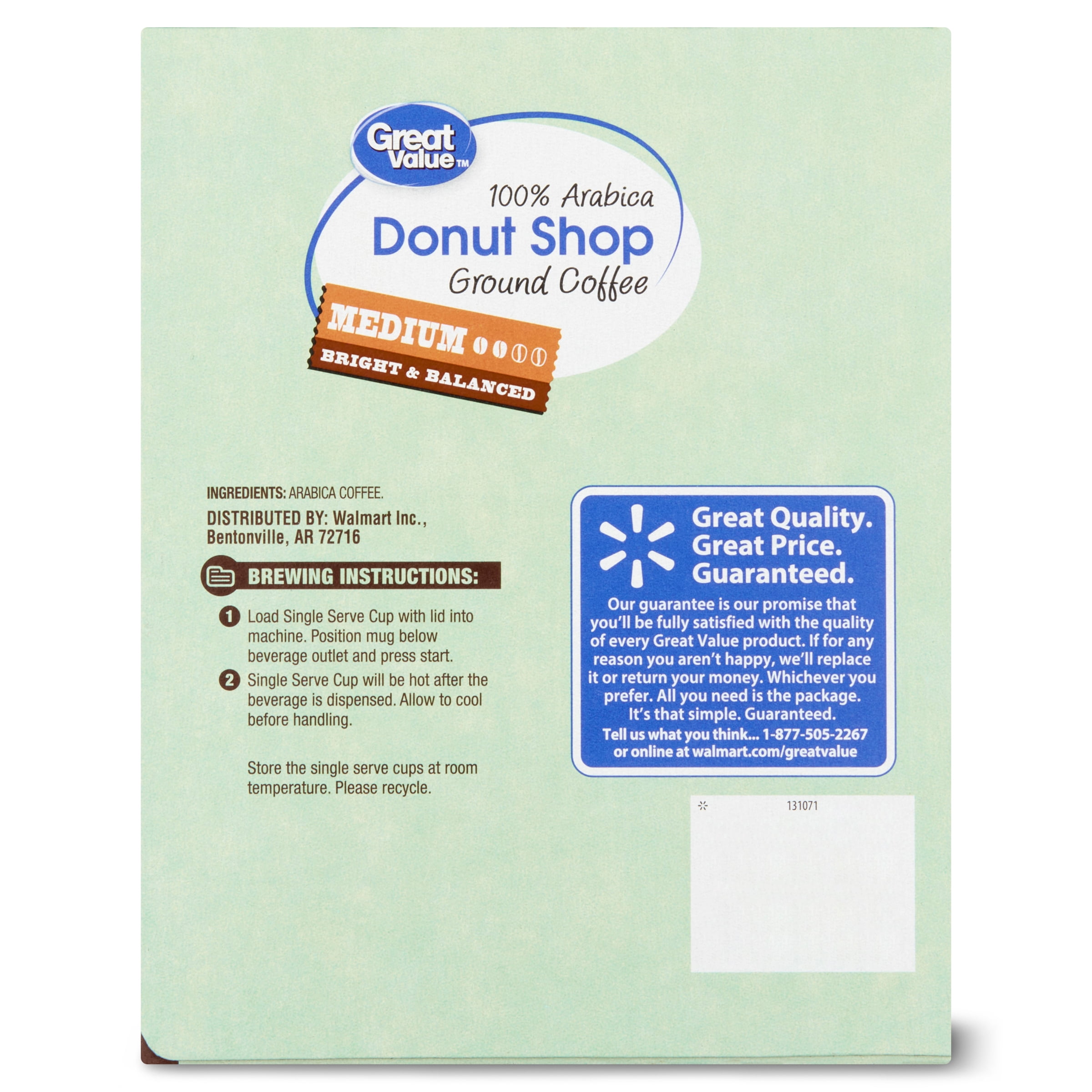 Great Value Donut Shop Medium Roast Ground Coffee Pods (48 Count) fu3si