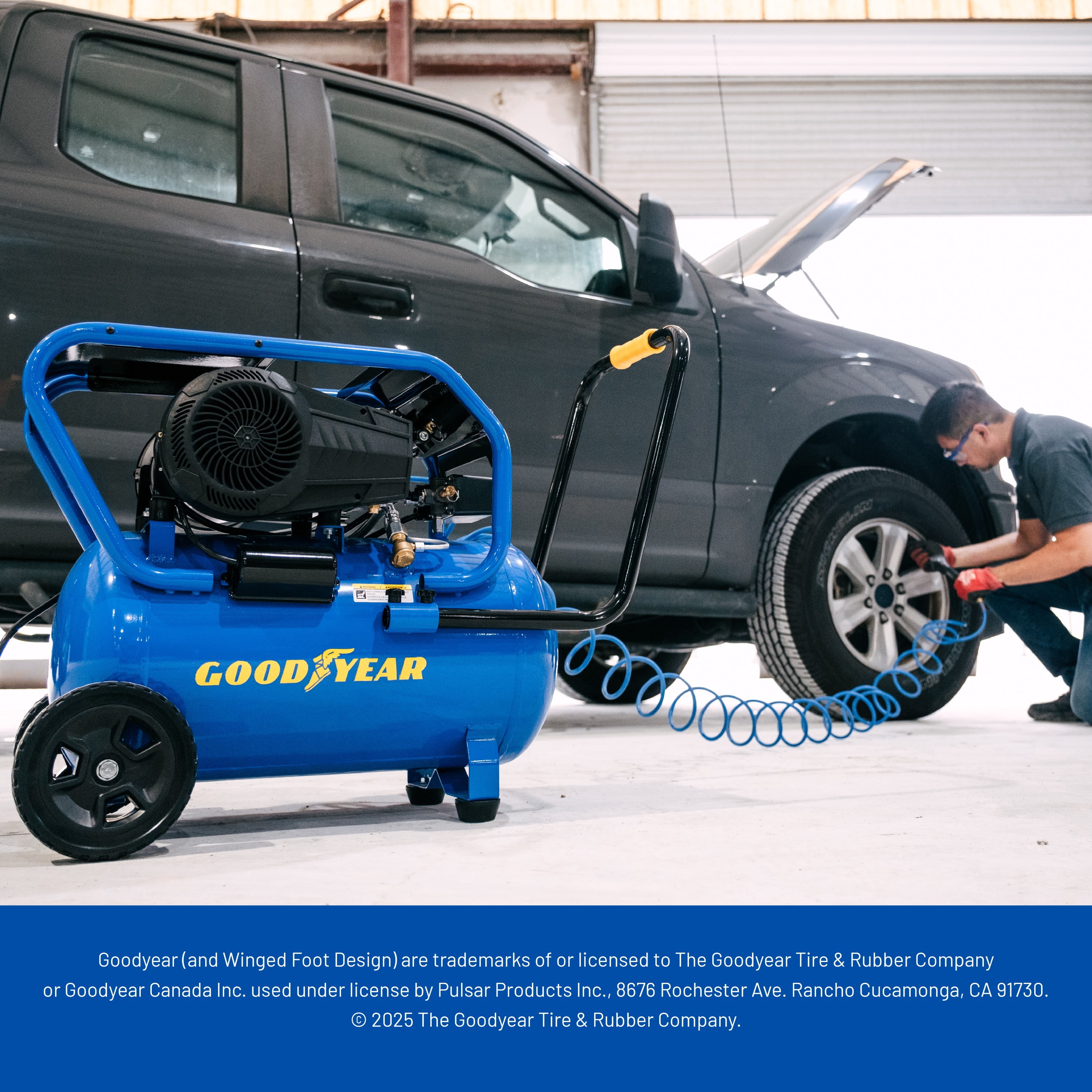 Goodyear 10 Gallon 175 PSI Super Quiet Oil Free Electric Air Compressor (Blue, 10 Gallon) p3nrg