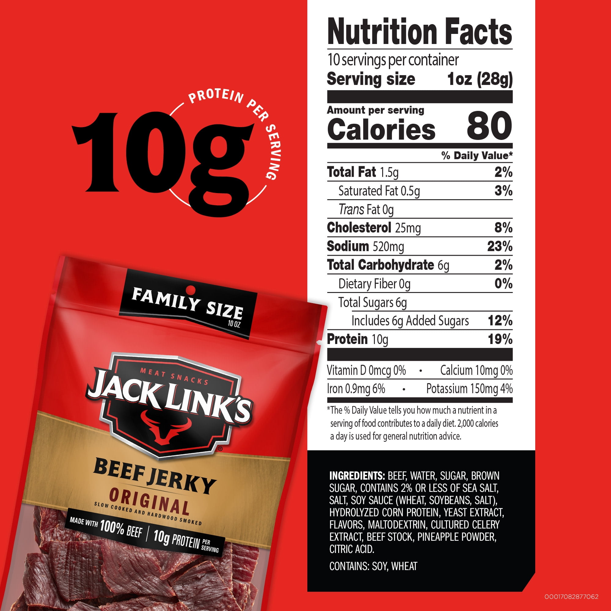 Jack Link’s Original Beef Jerky, High Protein Savory Snack (10 oz) ty74f