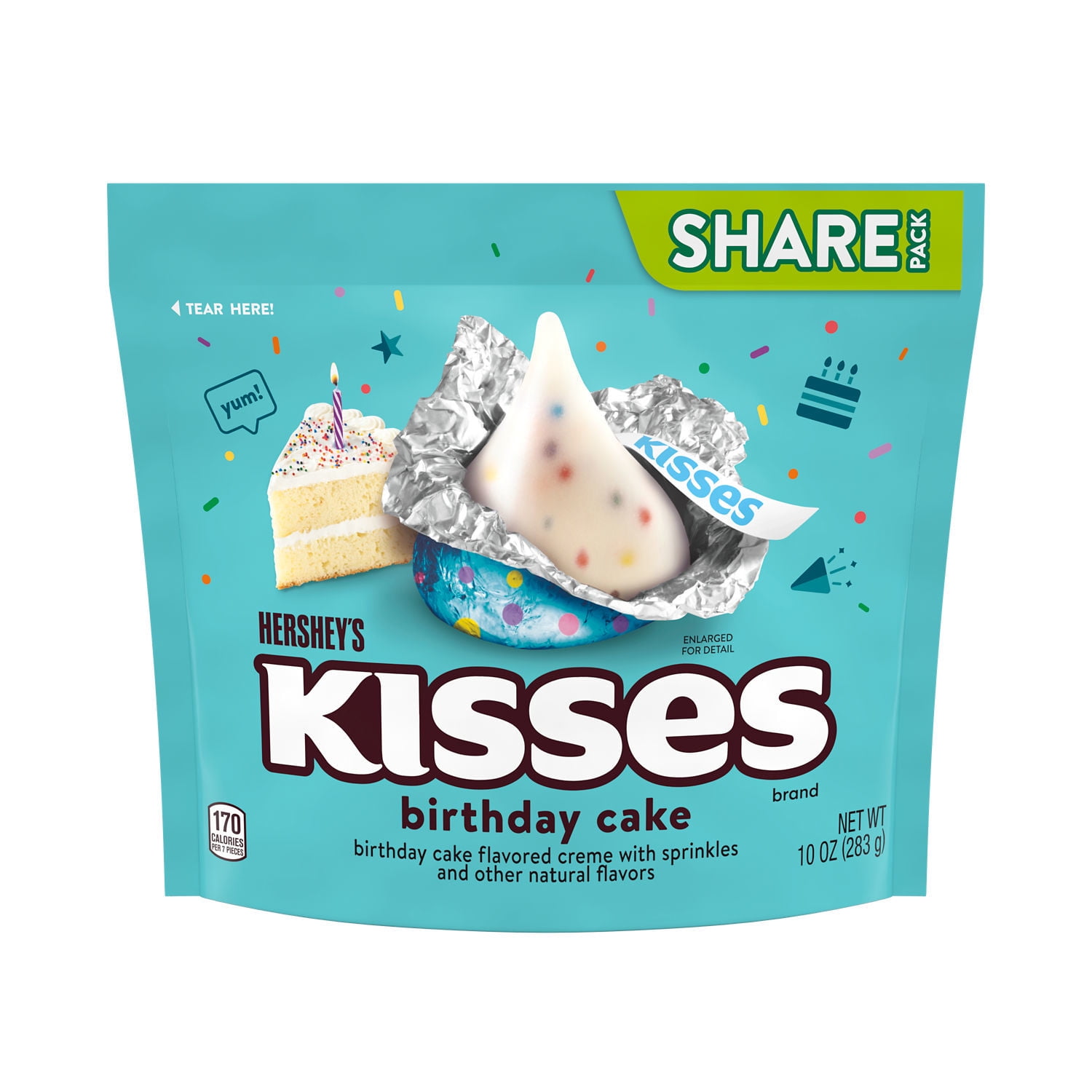 Hershey's Kisses Birthday Cake Flavored Creme Candy with Sprinkles (10 oz) nx11y