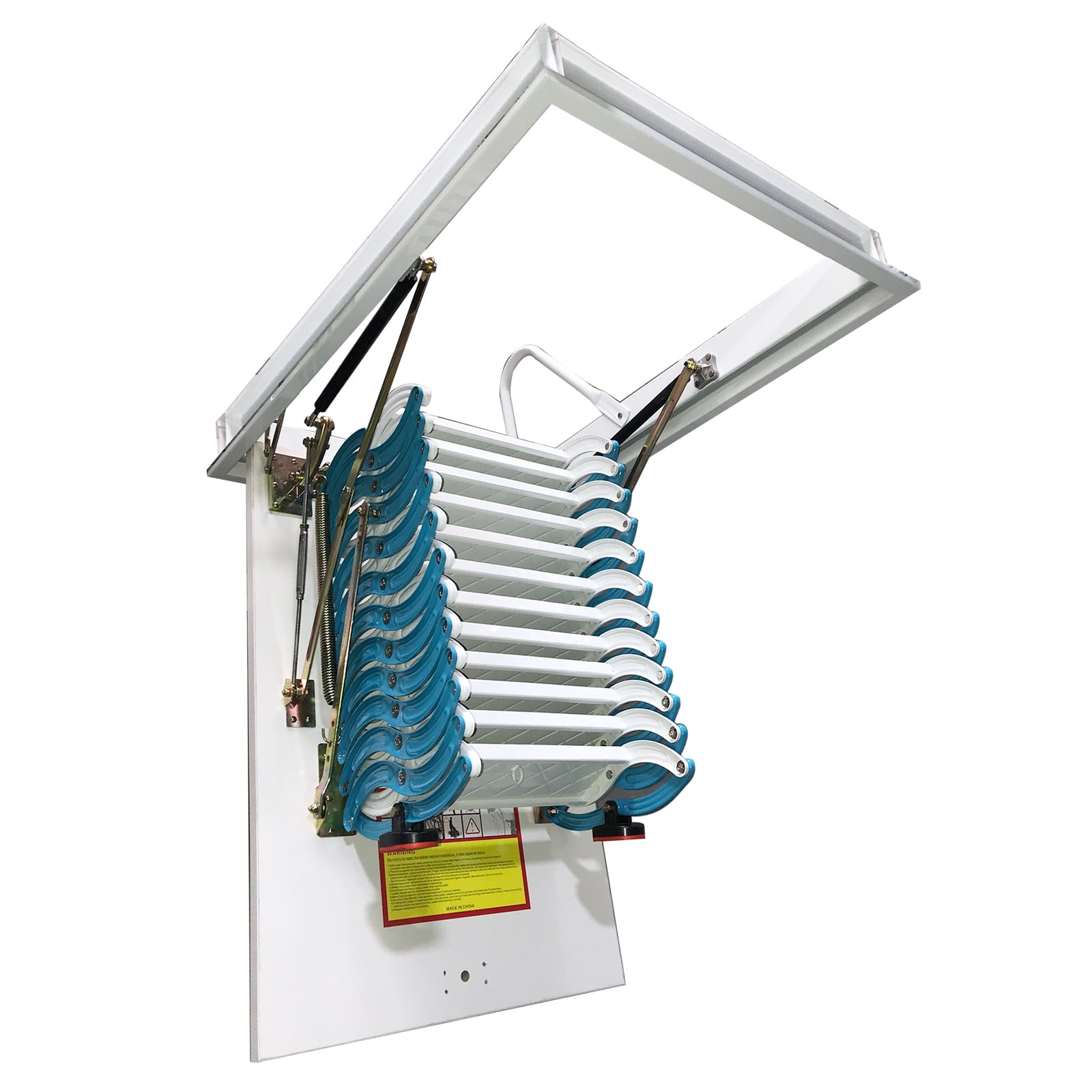 Banfluxion Attic Pull Down Ceiling Ladder, Heavy-Duty Folding Loft Stairs with 12 Steps (Blue, 9.84 ft) nb02c