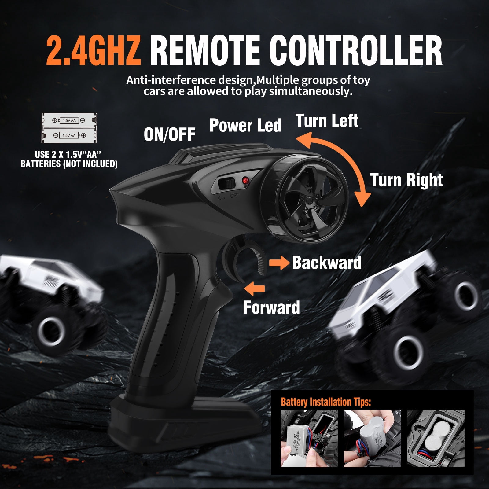 Sumsoltic Amphibious RC Monster Truck, 4WD All Terrain Stunt Car, 2.4GHz Remote Control Vehicle (Silver, 1:16 Scale) 0xjn0