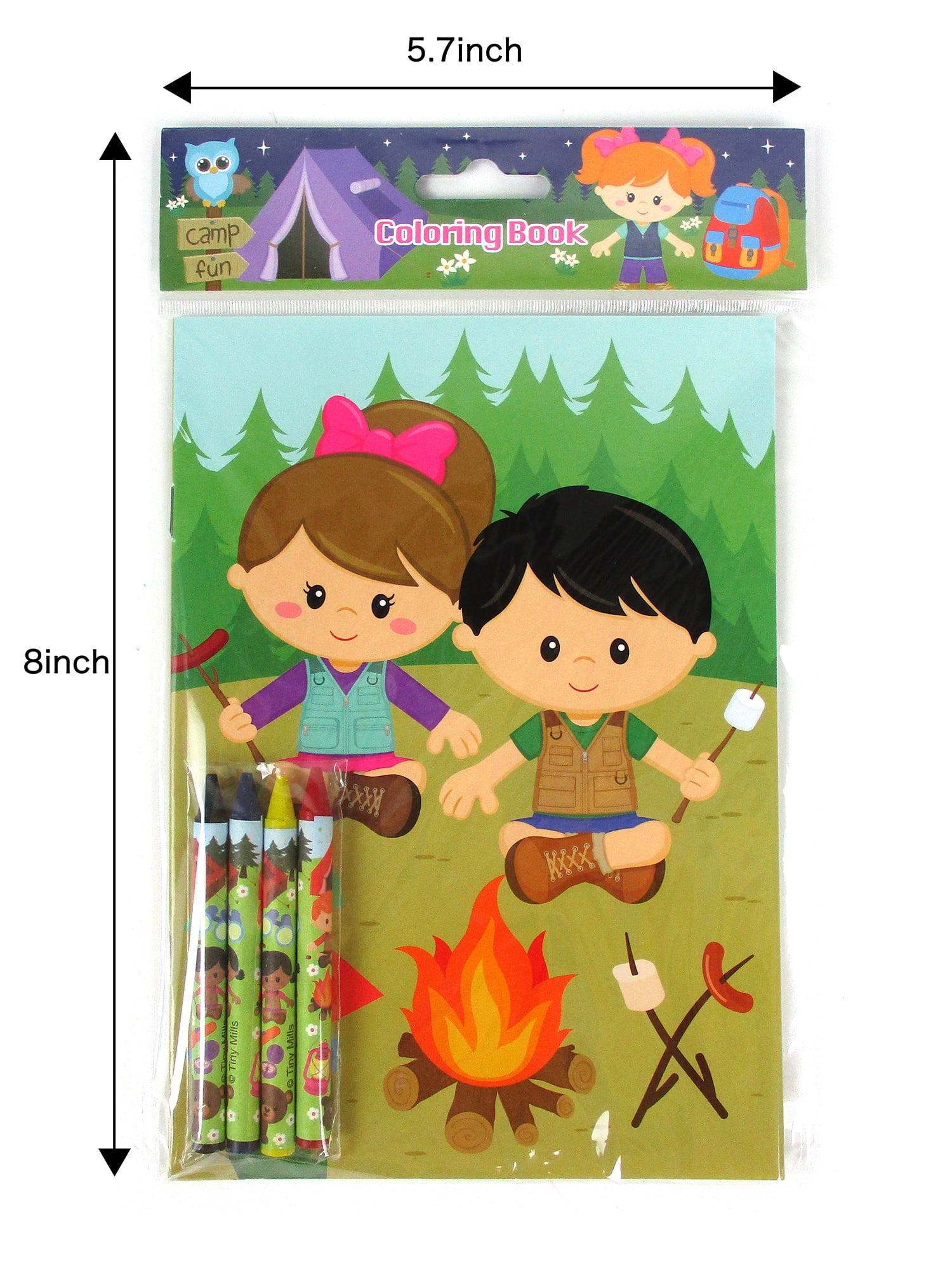 Tinymills Camping Coloring Book Party Favors Set (12 Pack, 9 in x 7 in) bqqvt