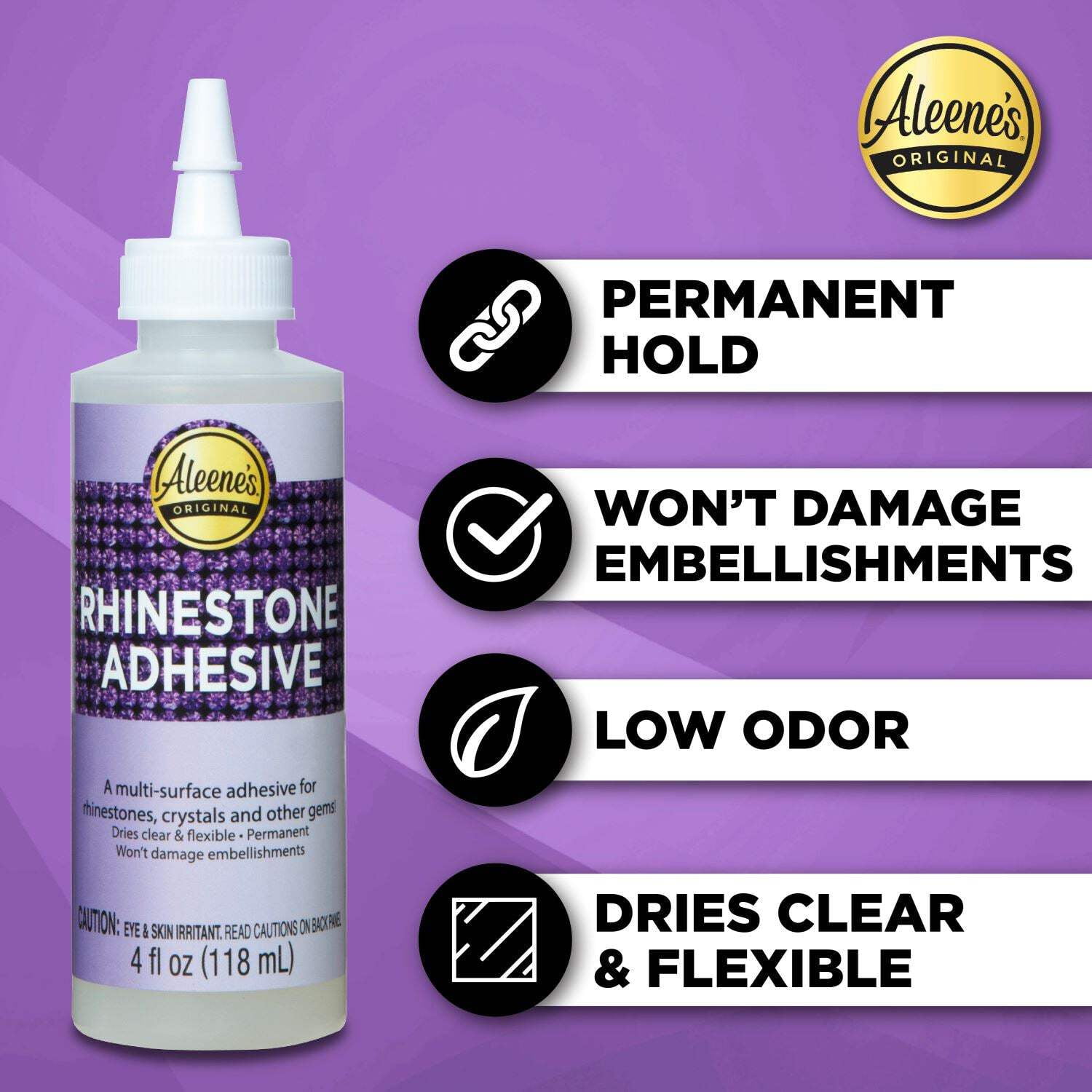 Aleene's Rhinestone Adhesive, Permanent Clear Glue for Crystals and Gems (Clear, 4 fl oz) s51l7