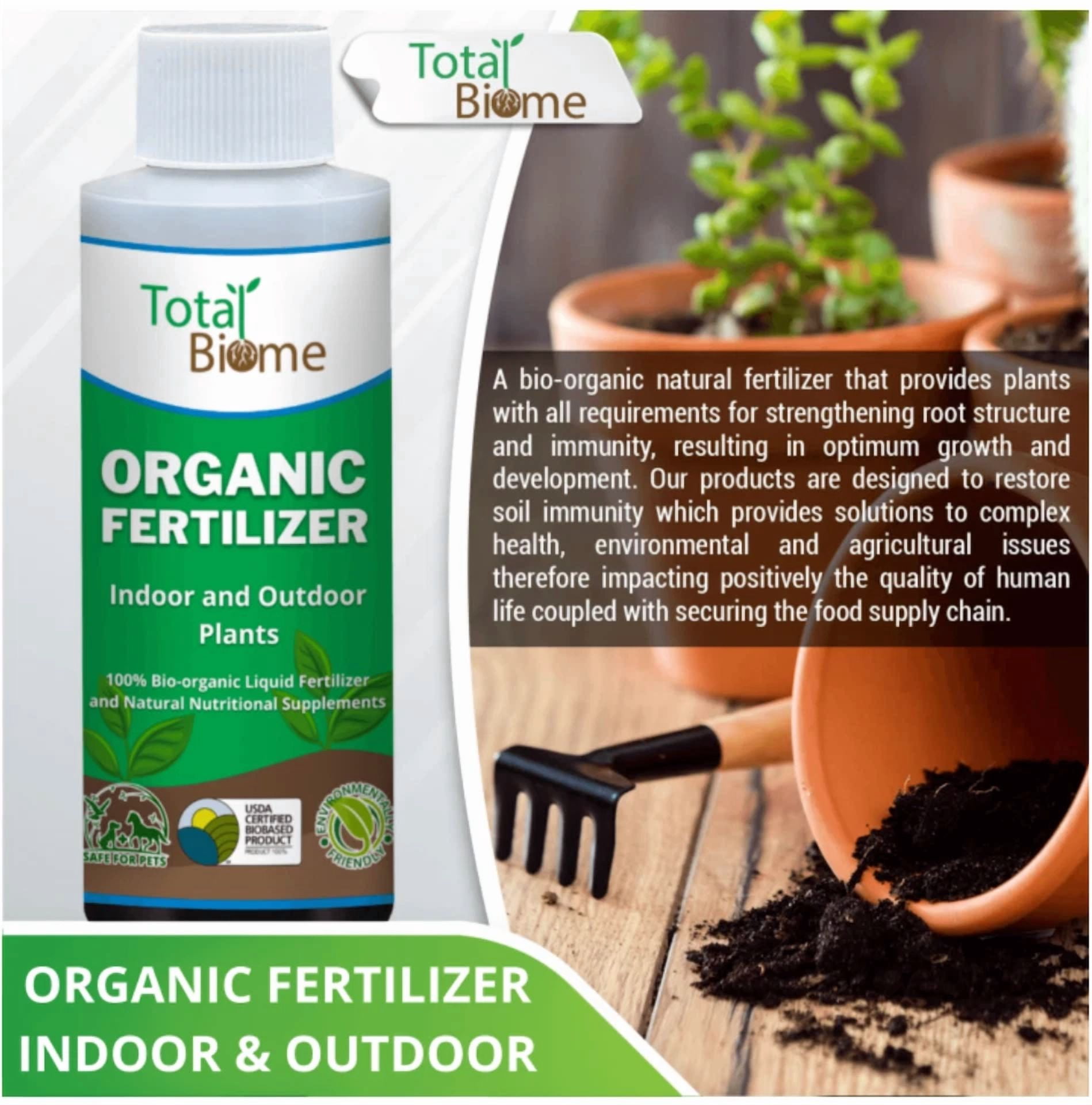 FLINT Total Biome Organic Plant Food for Indoor and Outdoor Plants (4.23 fl oz) jqng5