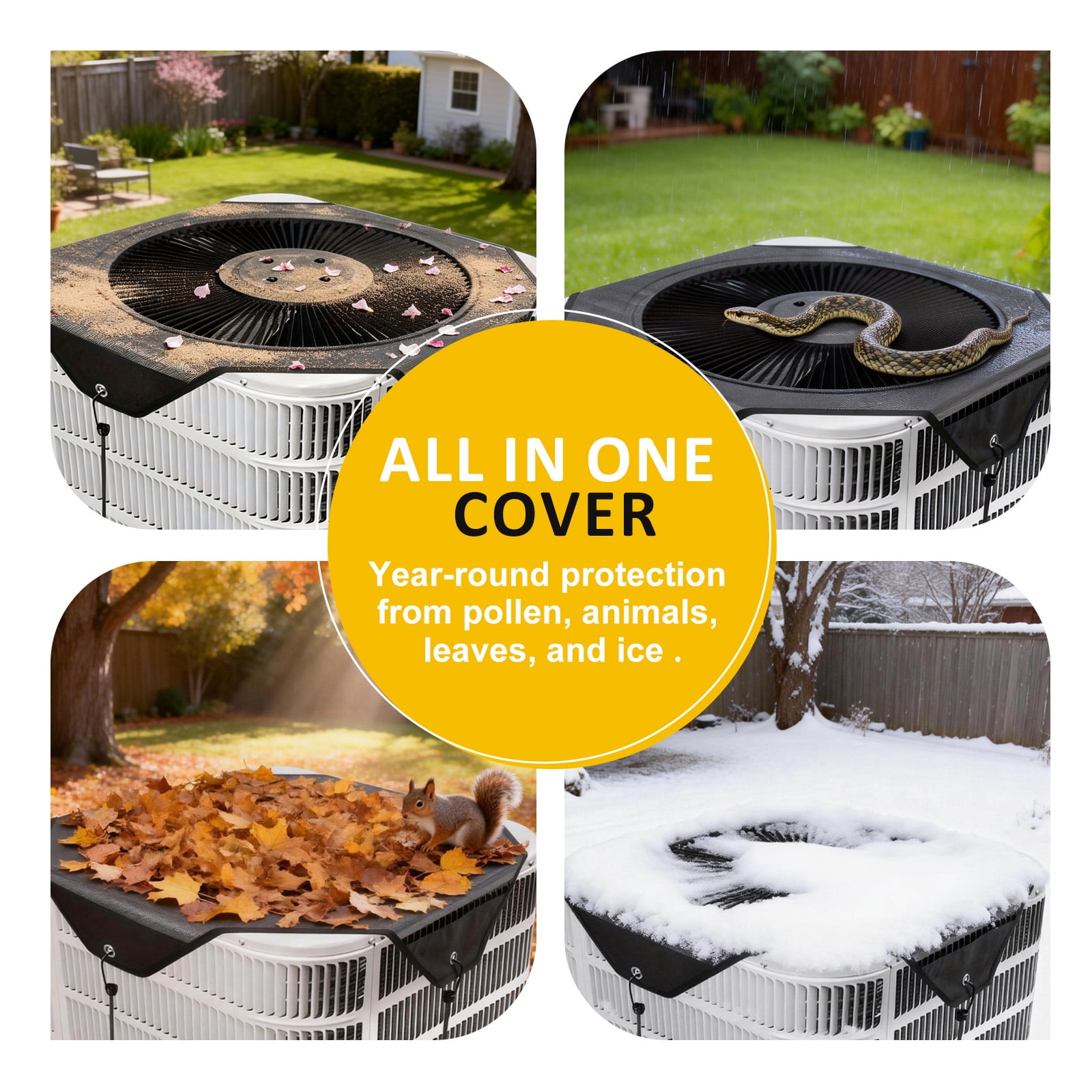 JARENGO Central Air Conditioner Cover for Outside Units, Weather-Resistant Mesh Defender (Grey, 32 x 32 in) qpupg