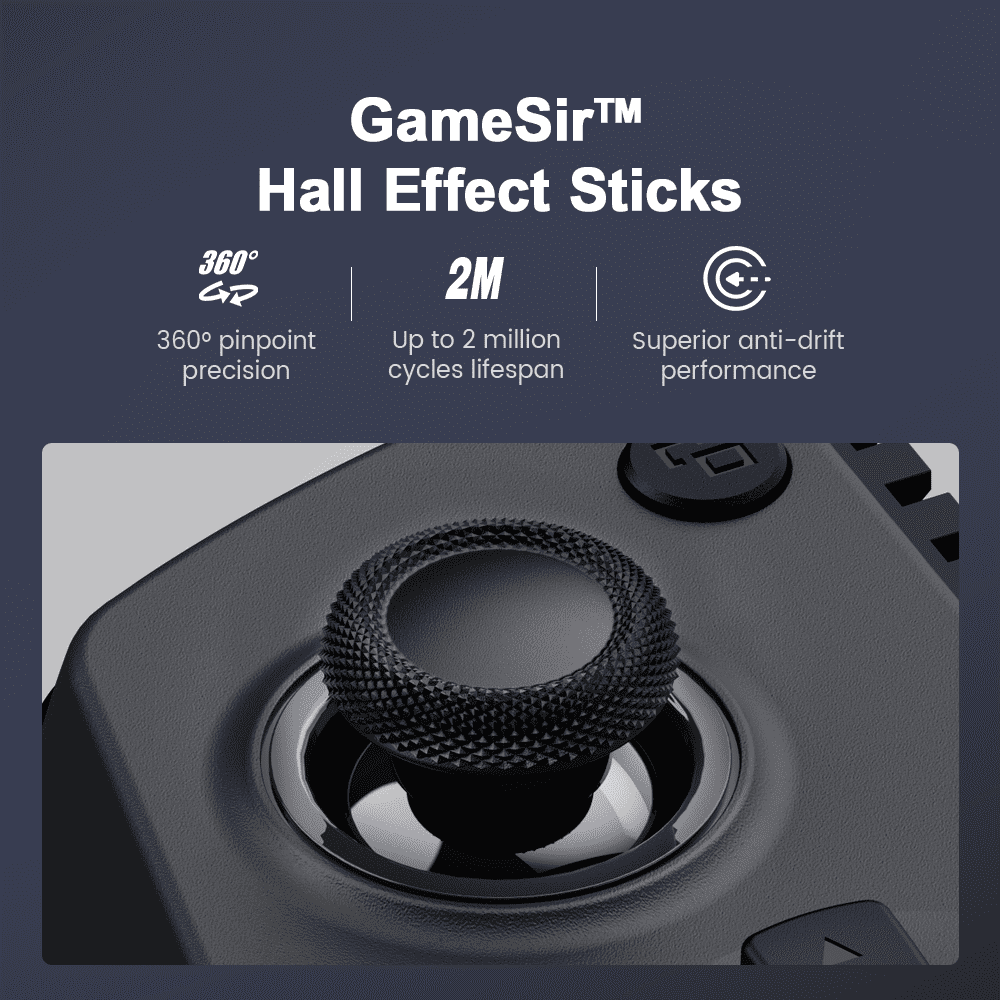GameSir X5s Bluetooth Mobile Gaming Controller with Hall Effect Joysticks (Black, 4.13 in to 8.39 in) dqew1