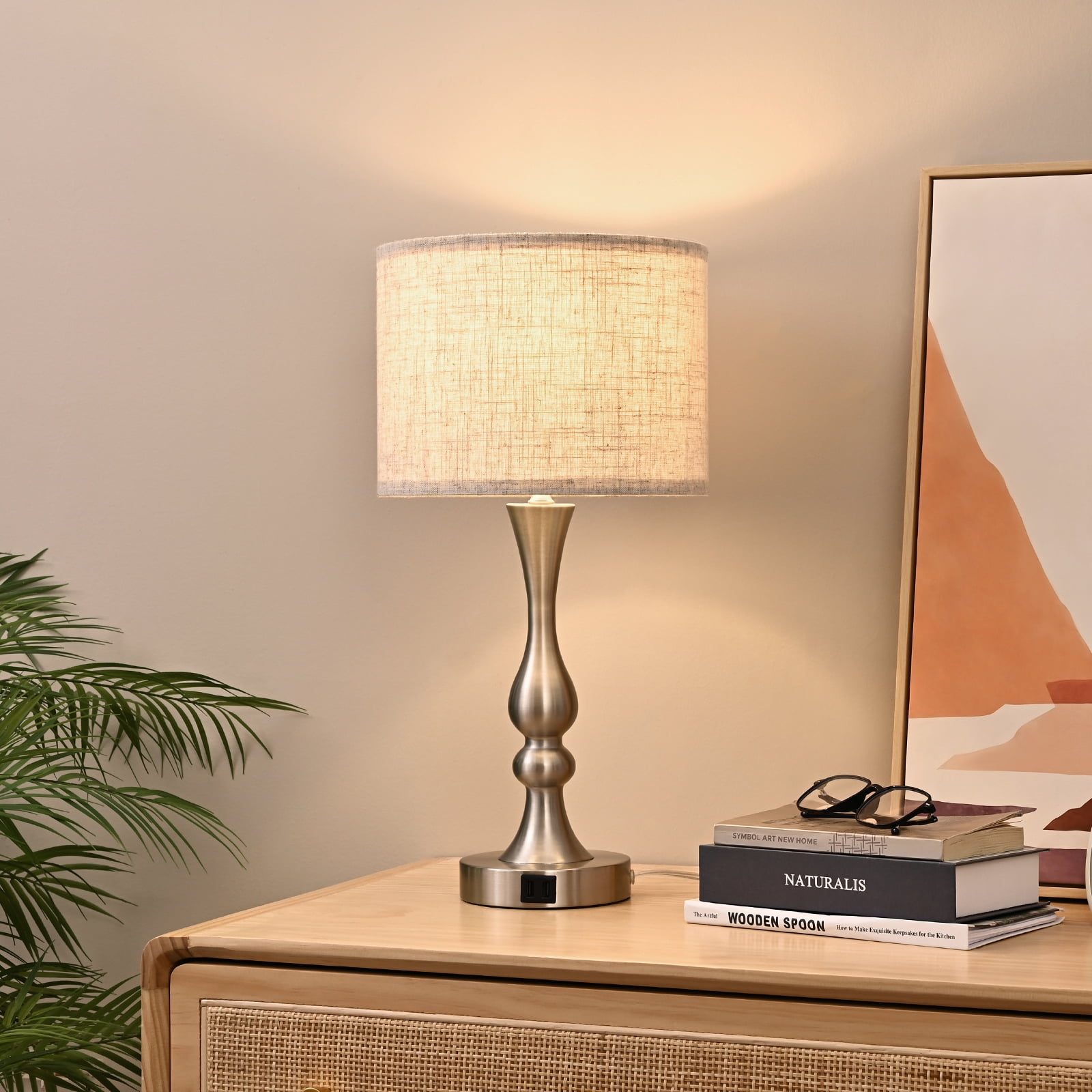 EDISHINE 3-Way Dimmable Table Lamps with USB Charging Ports (Set of 2, 2-Pack) 5fnya