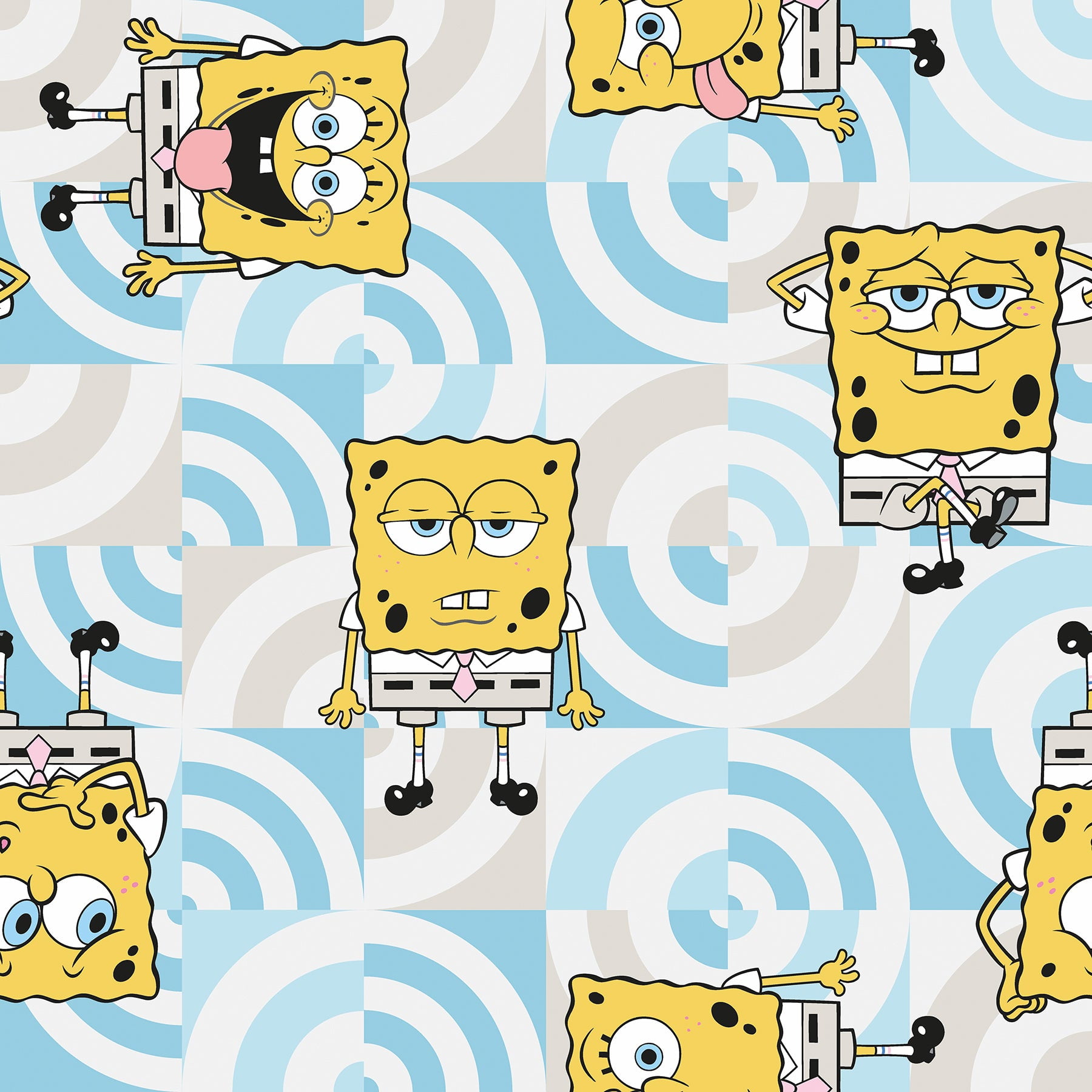 RoomMates SpongeBob SquarePants Funny Faces Peel and Stick Wallpaper (Blue, 18 in x 16.5 ft) uau4p