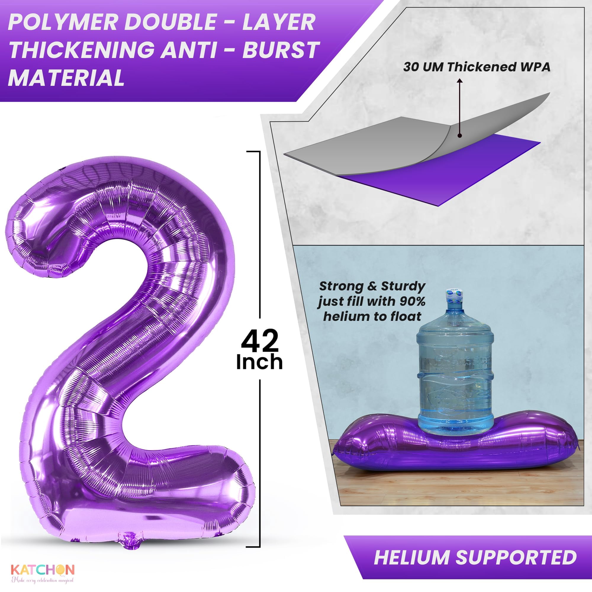 Katchon 2026 Number Balloons, Giant Foil Party Decorations for New Year Eve (Purple, 42 in) egbx3