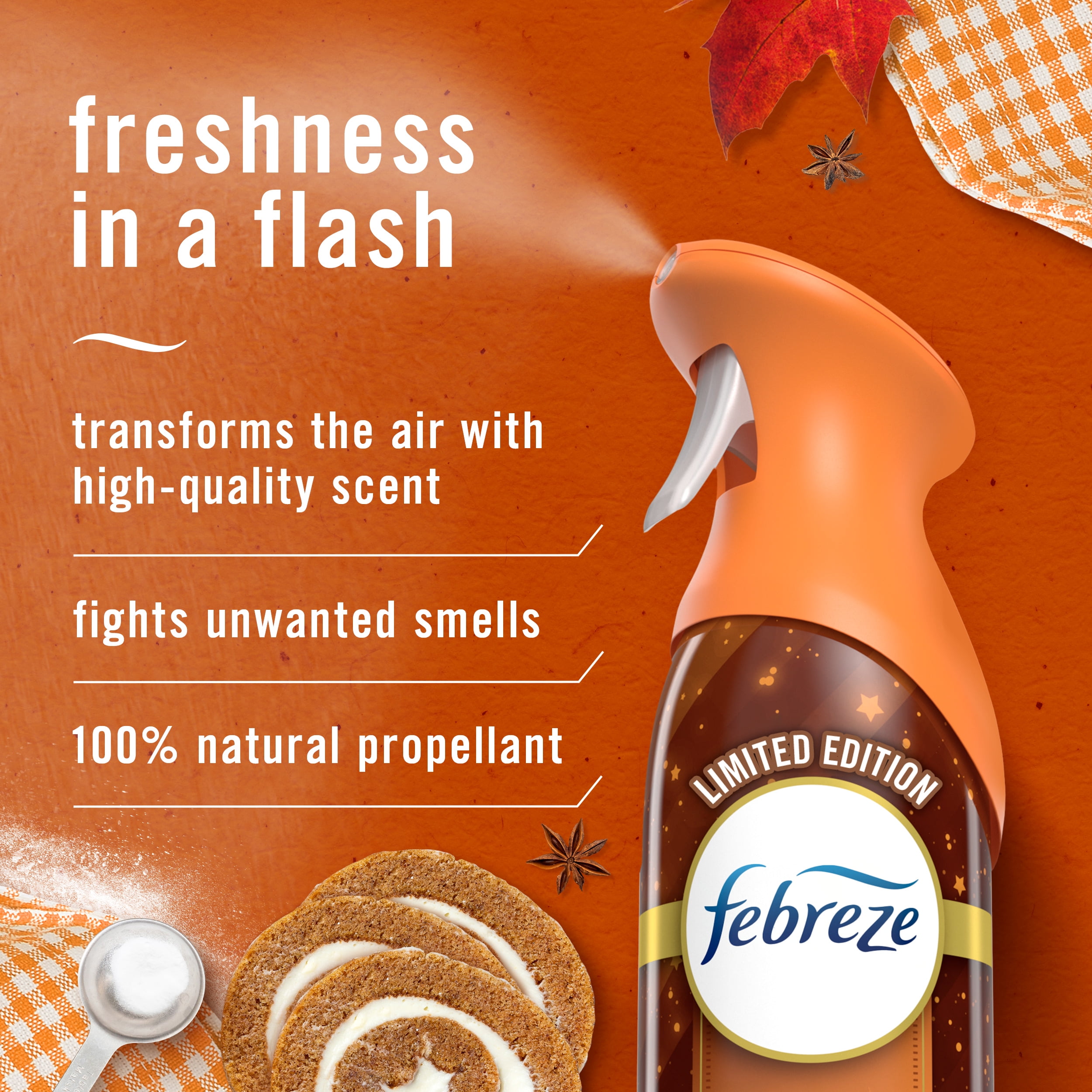Febreze Air Mist Odor-Fighting Air Freshener Pumpkin Roll (8.8 oz, Pack of 2) tge1h