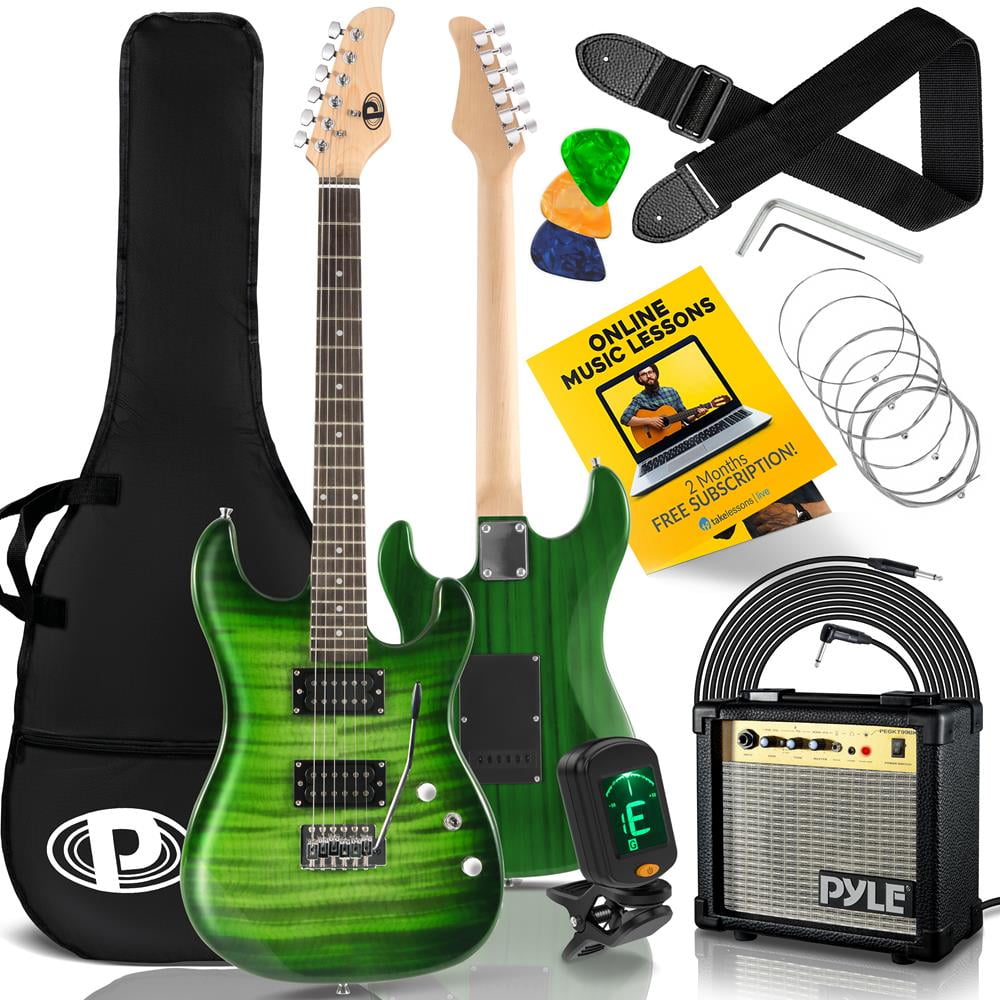 Pyle Electric Guitar Starter Kit with Amplifier and Accessories (Blue, Full Size) hsxid
