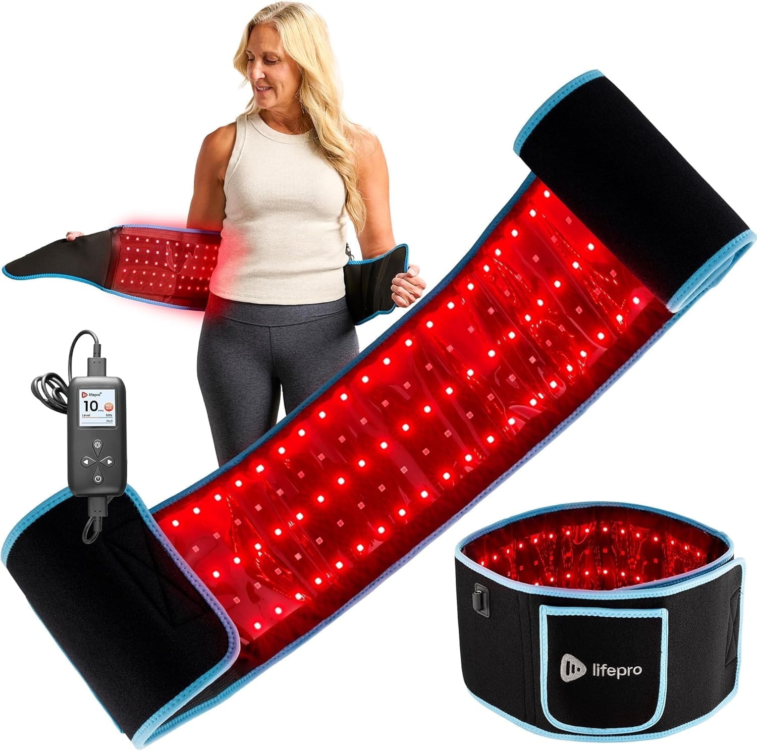 Lifepro Infrared Red Light Therapy Belt, Portable LED Wrap for Muscle Recovery and Pain Relief (Black, 1.2 lb) eozxl