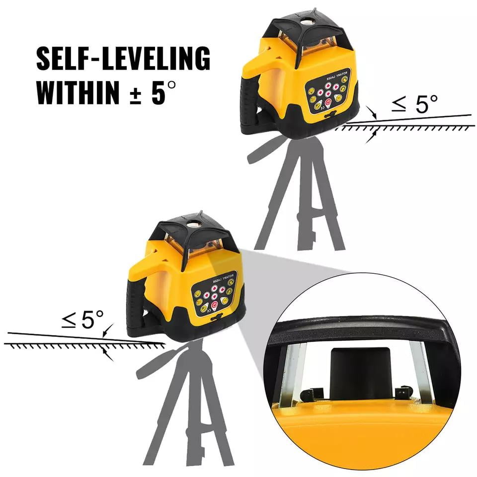SIHAO Self-Leveling Rotary Laser Level Kit, 360-Degree Horizontal Vertical Transit with Tripod & 16.4 ft Staff (Red, 1640 ft Range) 845l9