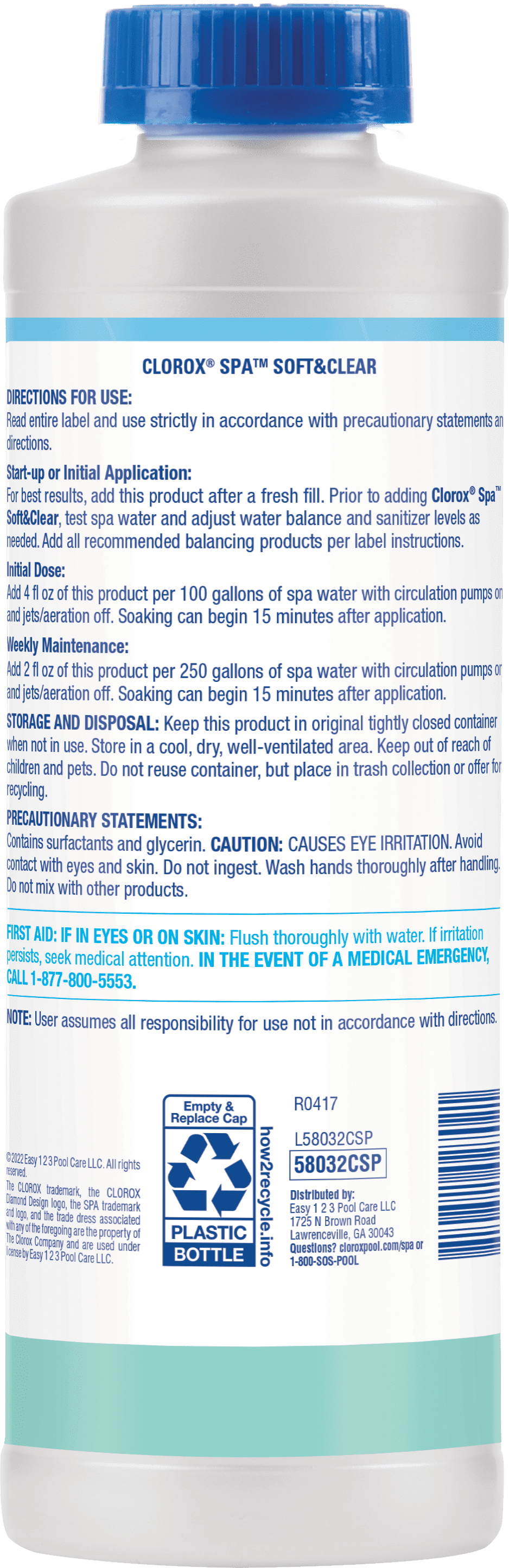 Clorox Pool&Spa Liquid Soft & Clear Water Treatment Solution (Clear, 2 lb) xgrbz