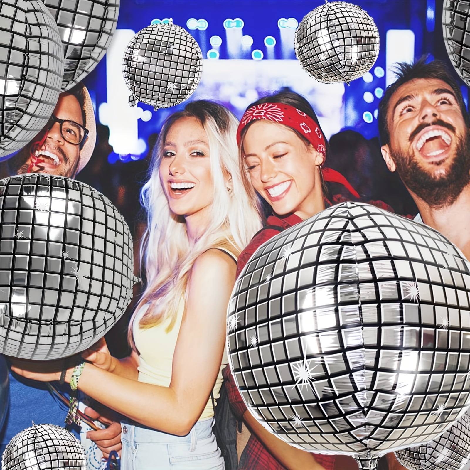 Beyondtrade 4D Metal Silver Disco Themed Party Balloons Set (20 Pieces, 10 in to 32 in) ymxz9