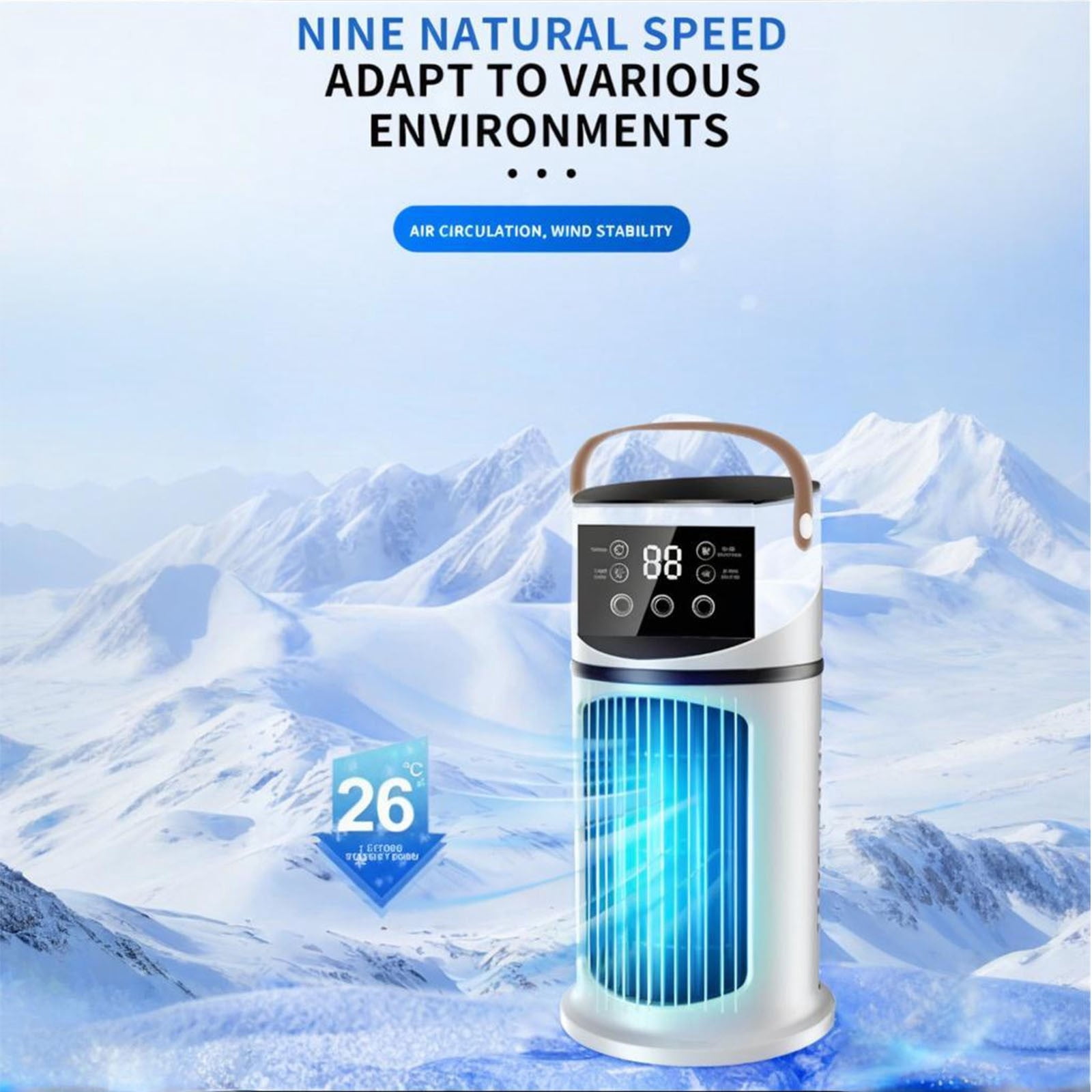 Bfogop Portable Air Cooler Fan, Rechargeable Personal Cooling Unit for Desk and Camping (White, 1 Unit) 1k0dh
