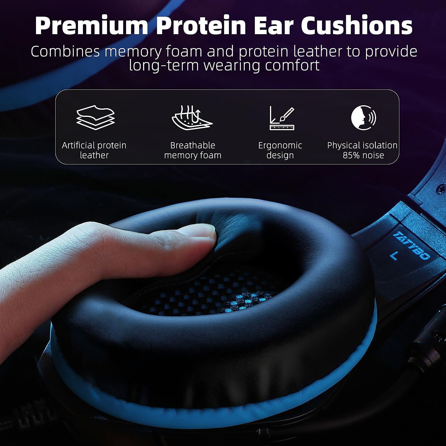 Tatybo Gaming Headset with Noise Canceling Microphone and Surround Sound (Blue, 8 oz) bqmv9