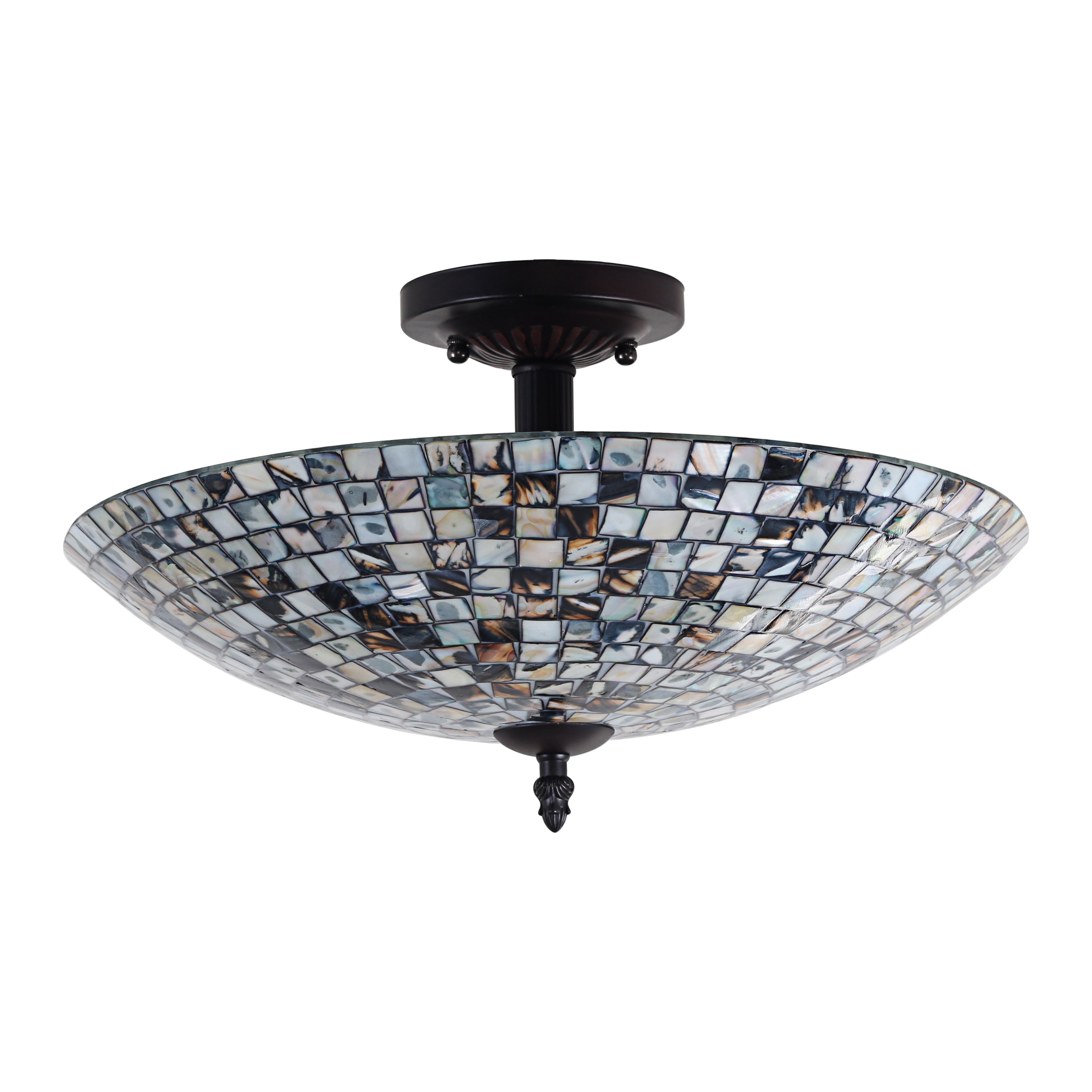 Radiance Goods Mosaic-Style Semi-Flush Ceiling Fixture, Decorative Seashell Accent Lighting (16 in Wide) vqa9r