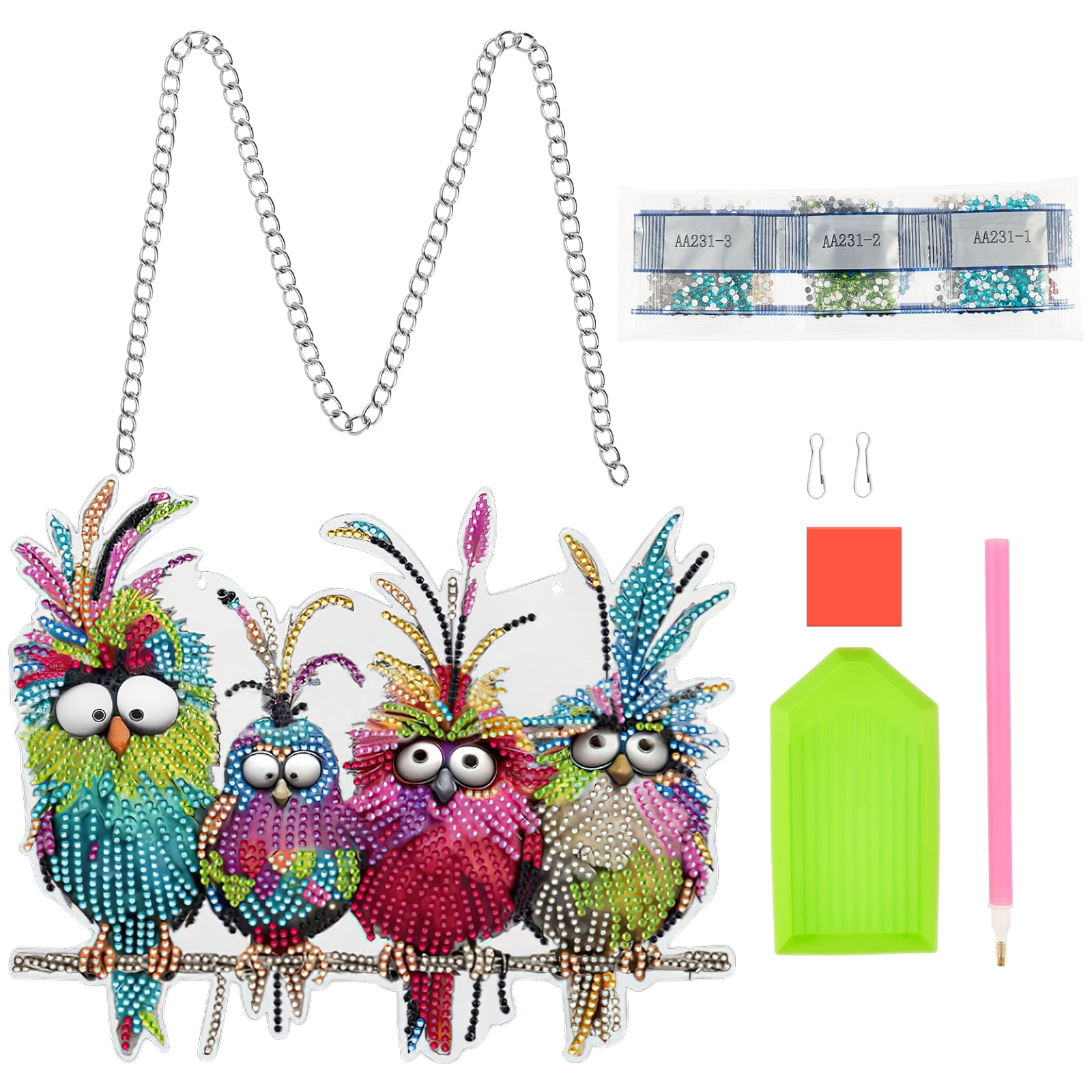 Wekvgz 5D Diamond Painting Ornament Kit, Double Sided Bird Craft Set for Home Decor (Multicolor, 1 Pack) qi3bw