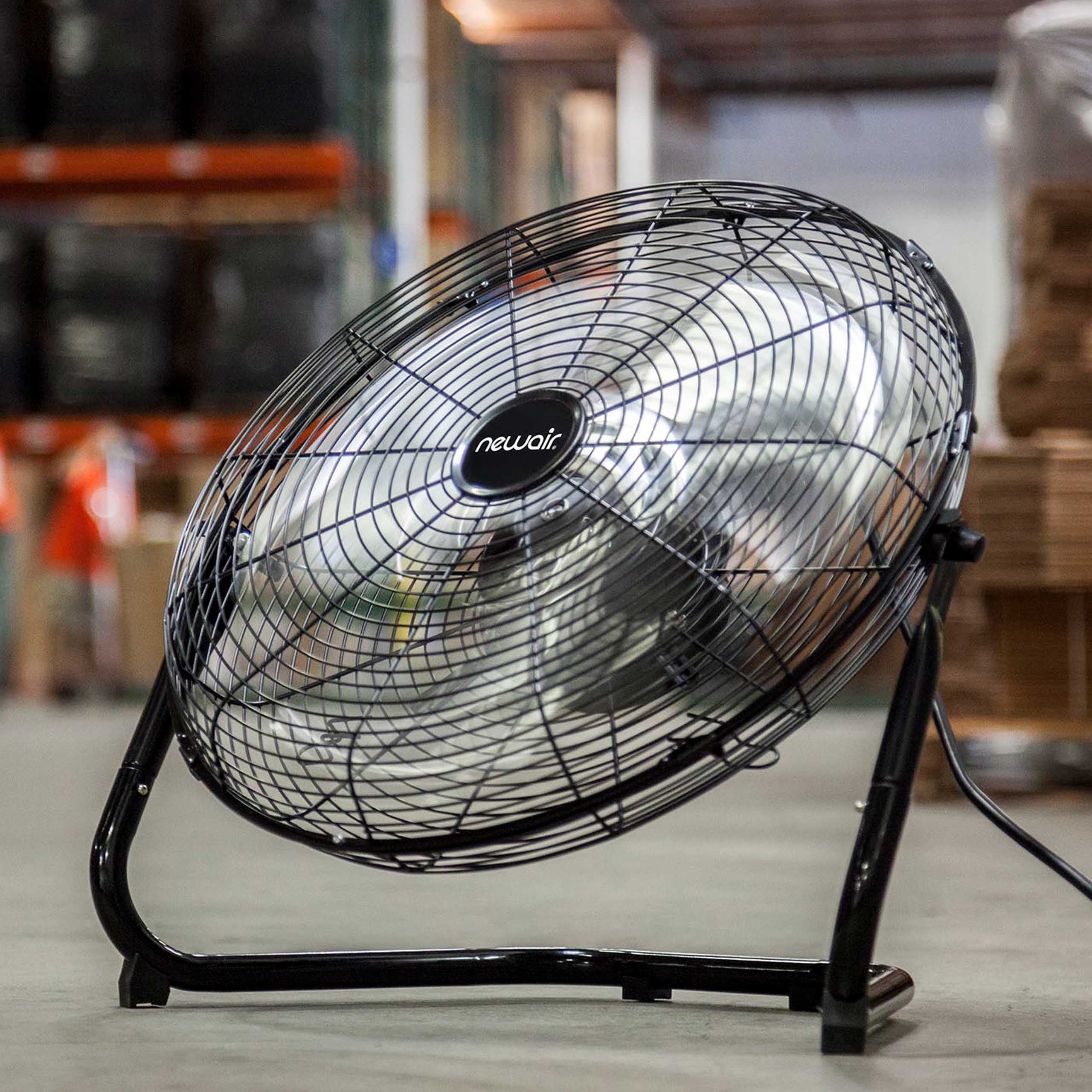 NewAir 18 in High-Velocity Industrial Floor Fan, Heavy-Duty Metal Construction, 3-Speed Adjustable Tilt (Black, 18 in) sizzs