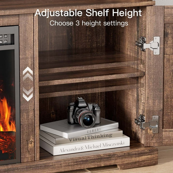 CHITOOMA Electric Fireplace TV Stand for 65 70 75 inch TVs, Farmhouse Entertainment Center with 23 in Fireplace (Vintage Brown, 61.81 x 27.95 x 14.17 in) xx9k3 - Image 4