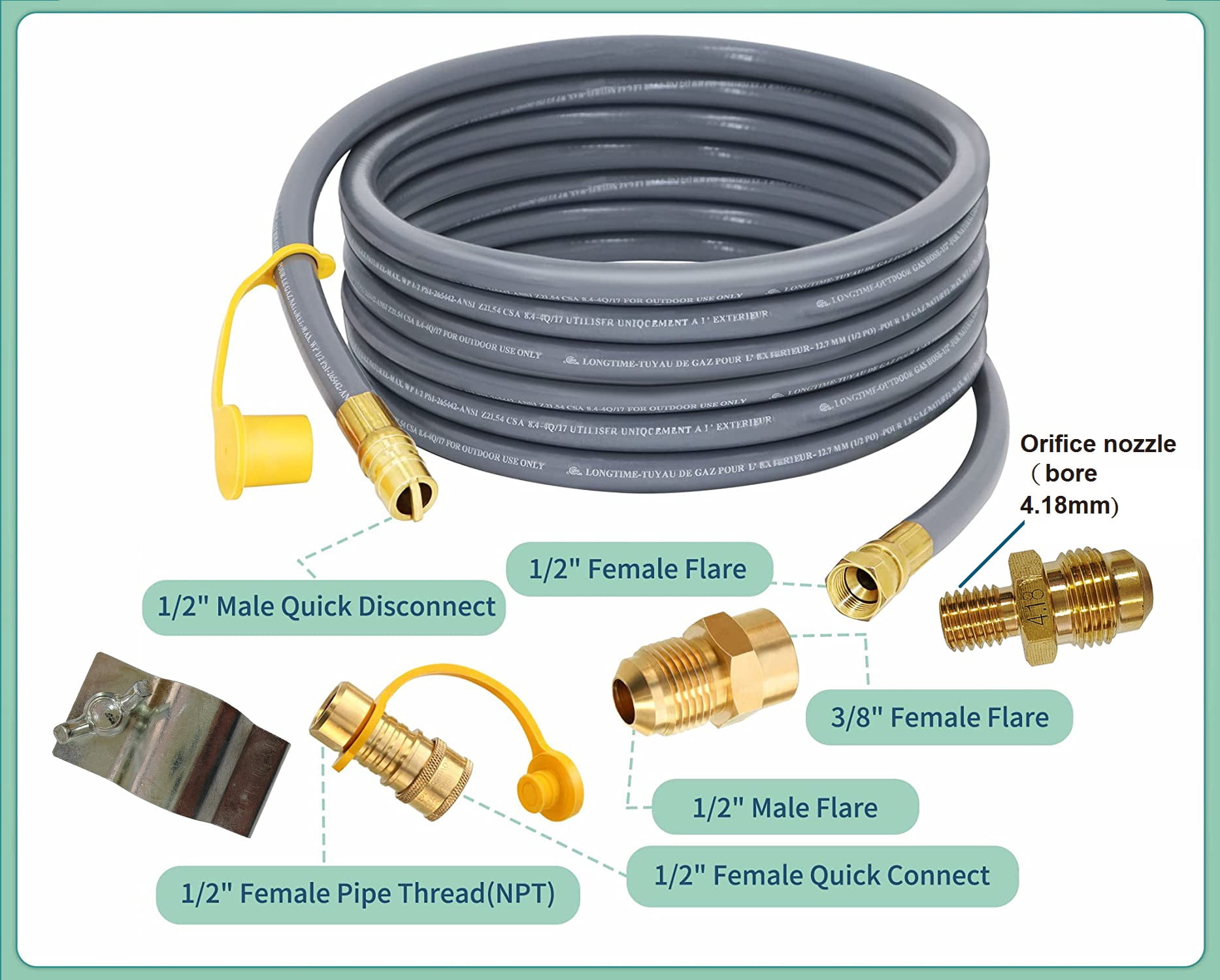 Living Source International Fire Pit Natural Gas Conversion Kit (Grey, 12 ft) u9o52