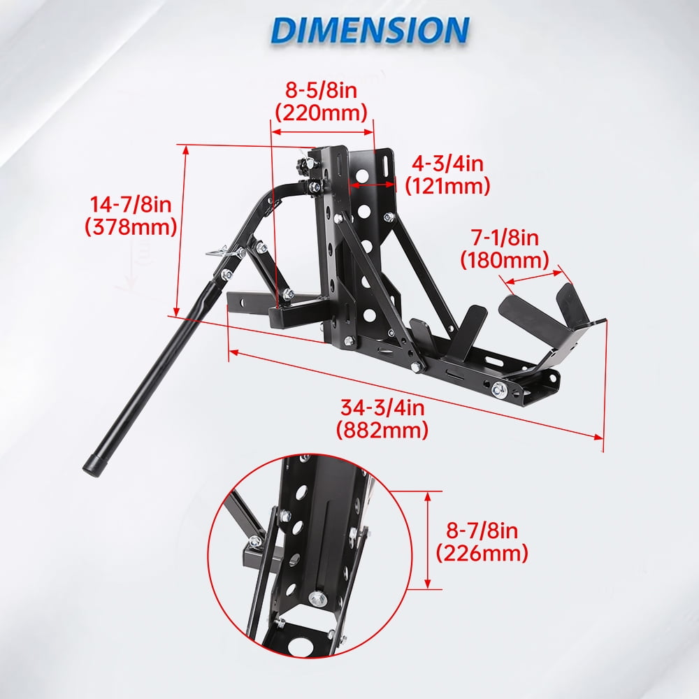 Kojem Motorcycle Trailer Hitch Carrier Tow Dolly Hauler Mount Rack (Glossy Black, 800 lb Capacity) j01oe